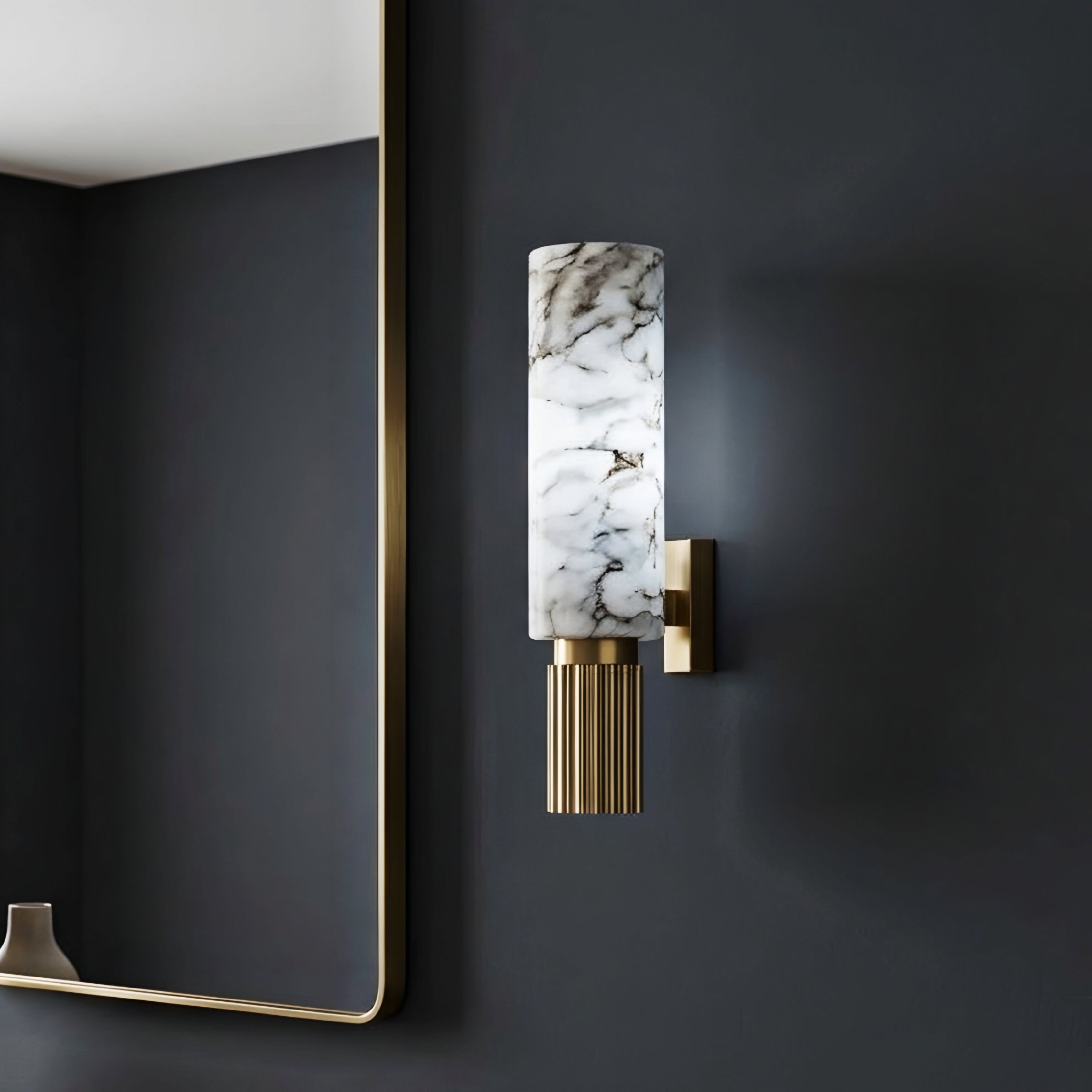 Stratum Marble Wall Sconce – LED Modern Decorative Lighting Alabaster Bedroom Living Room Fixture