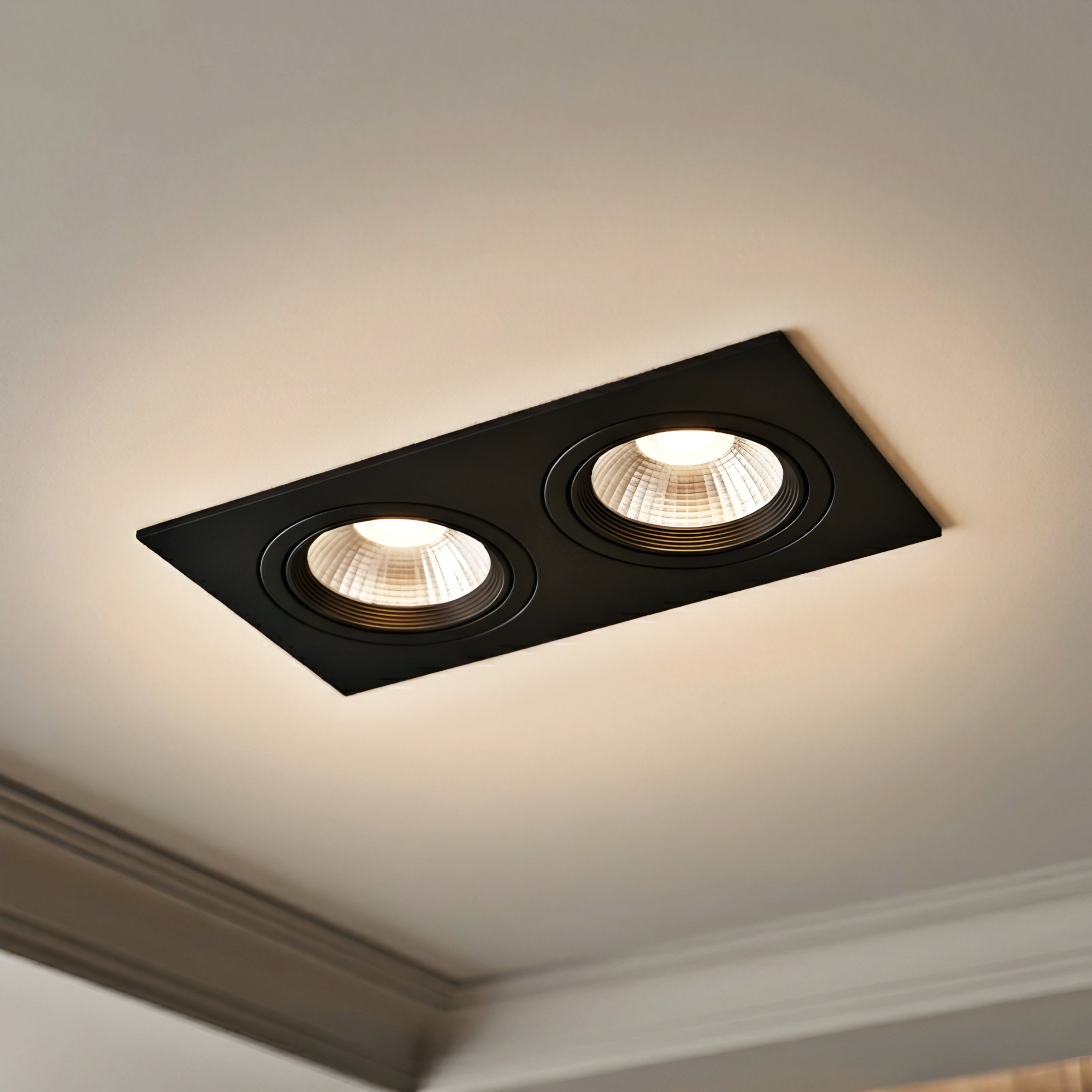 Noctis Twin Recessed Ceiling Light – LED Spotlight Downlight Modern Black Adjustable Trim