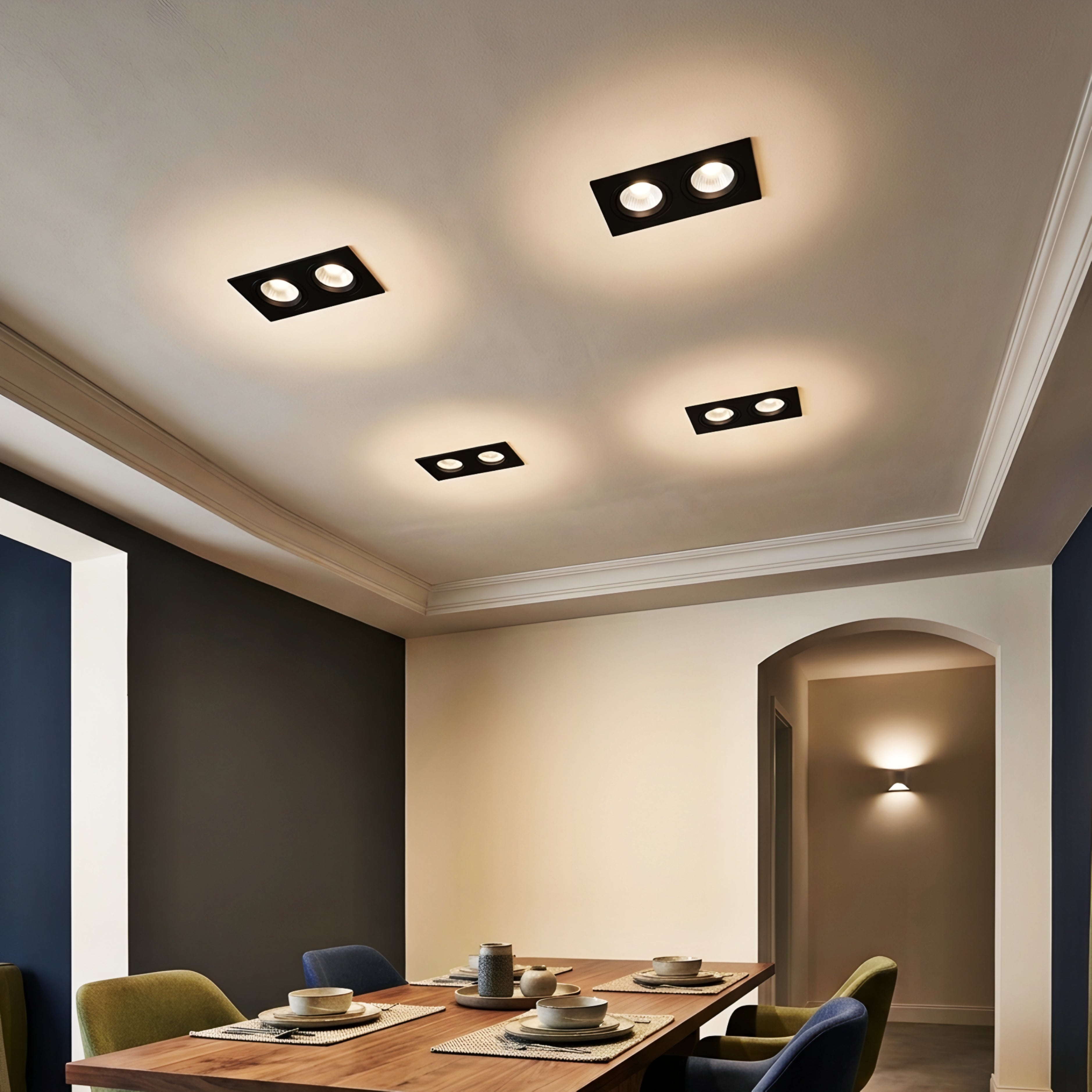 Noctis Twin Recessed Ceiling Light – LED Spotlight Downlight Modern Black Adjustable Trim