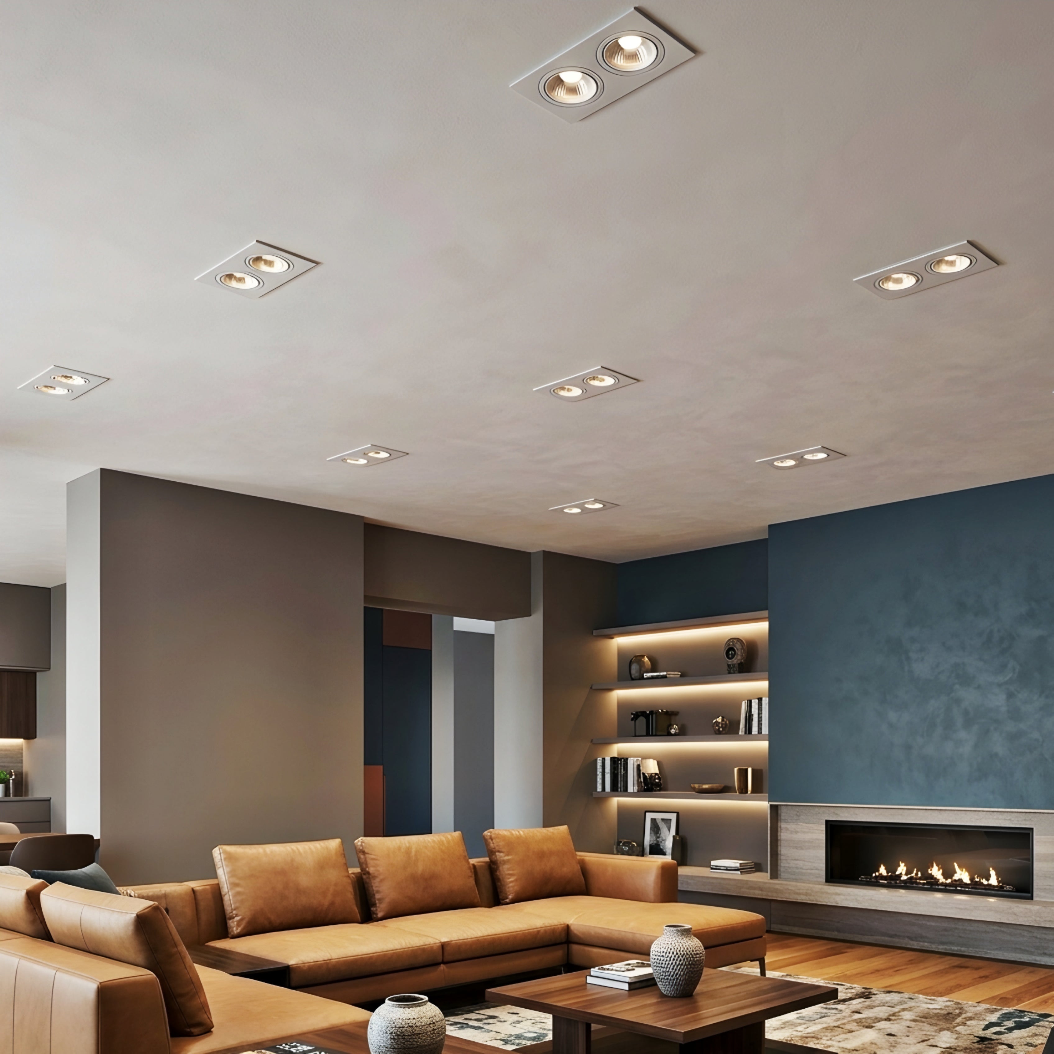 Noctis Twin Recessed Ceiling Light – LED Spotlight Downlight Modern Black Adjustable Trim