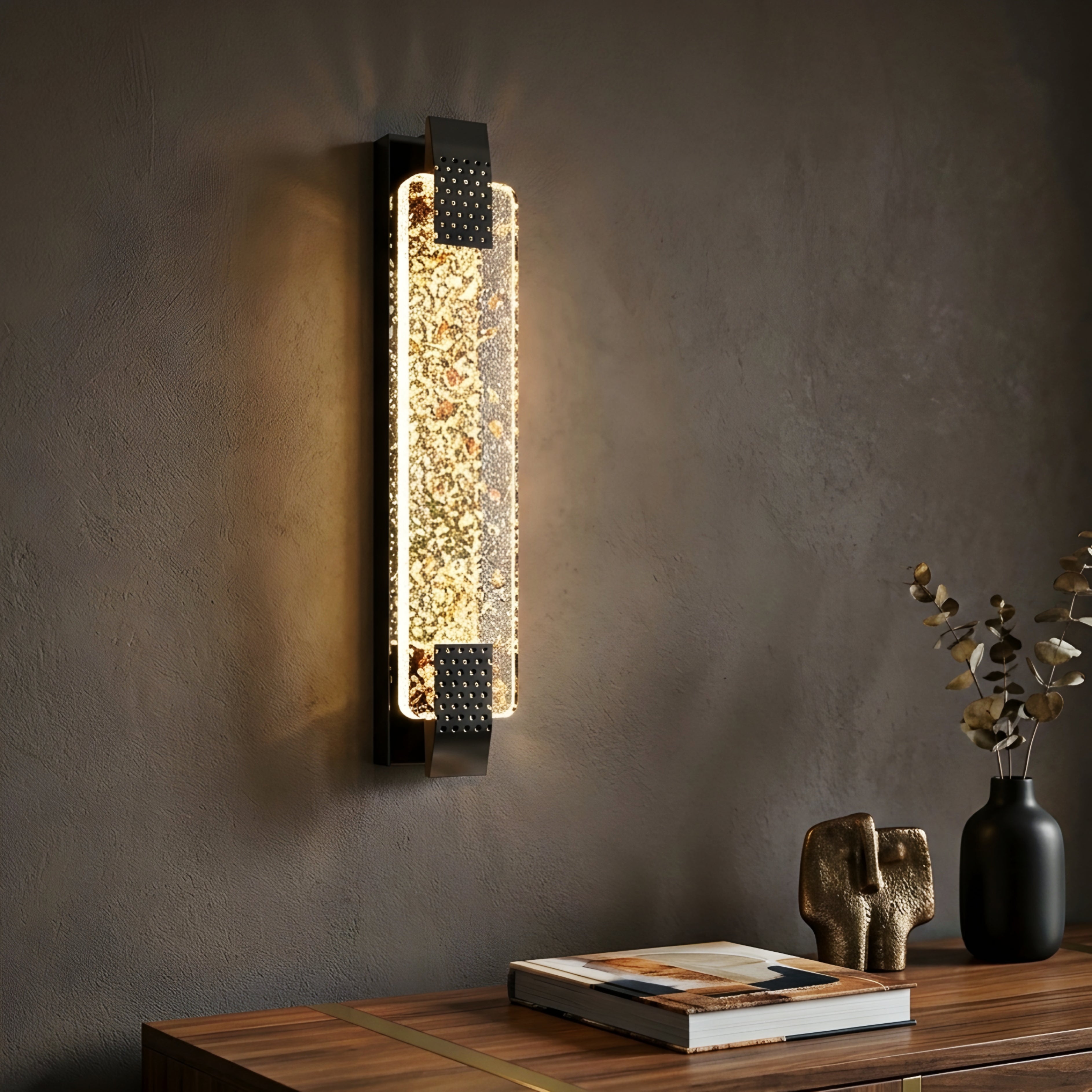 Cascara Vertical Wall Sconce – LED Crystal Bubble Modern Wall Light Living Room Bedroom Decorative Lighting