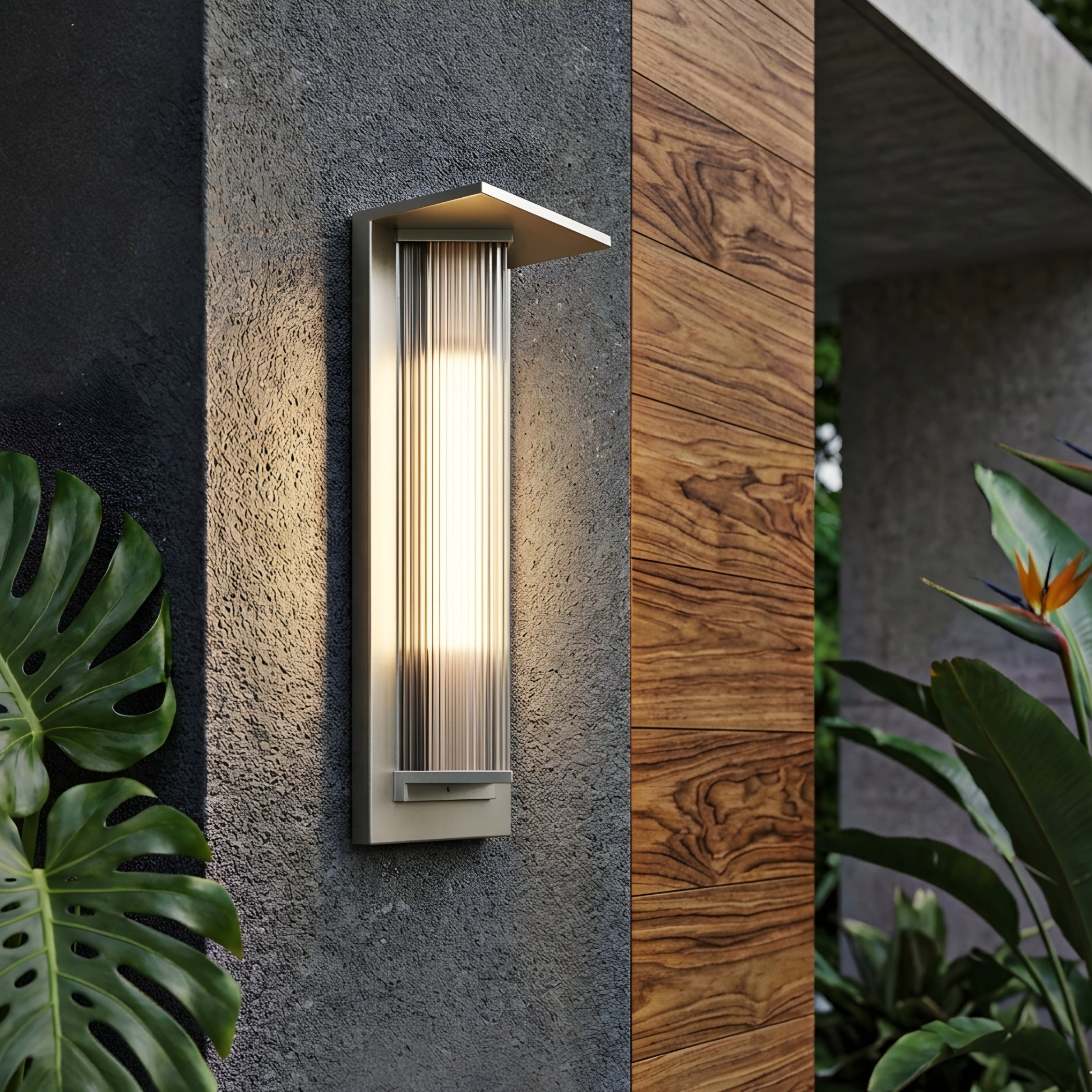 Stratum Ridge Wall Sconce – LED Outdoor Modern Waterproof Patio Porch Entryway Decorative Lighting Fixture
