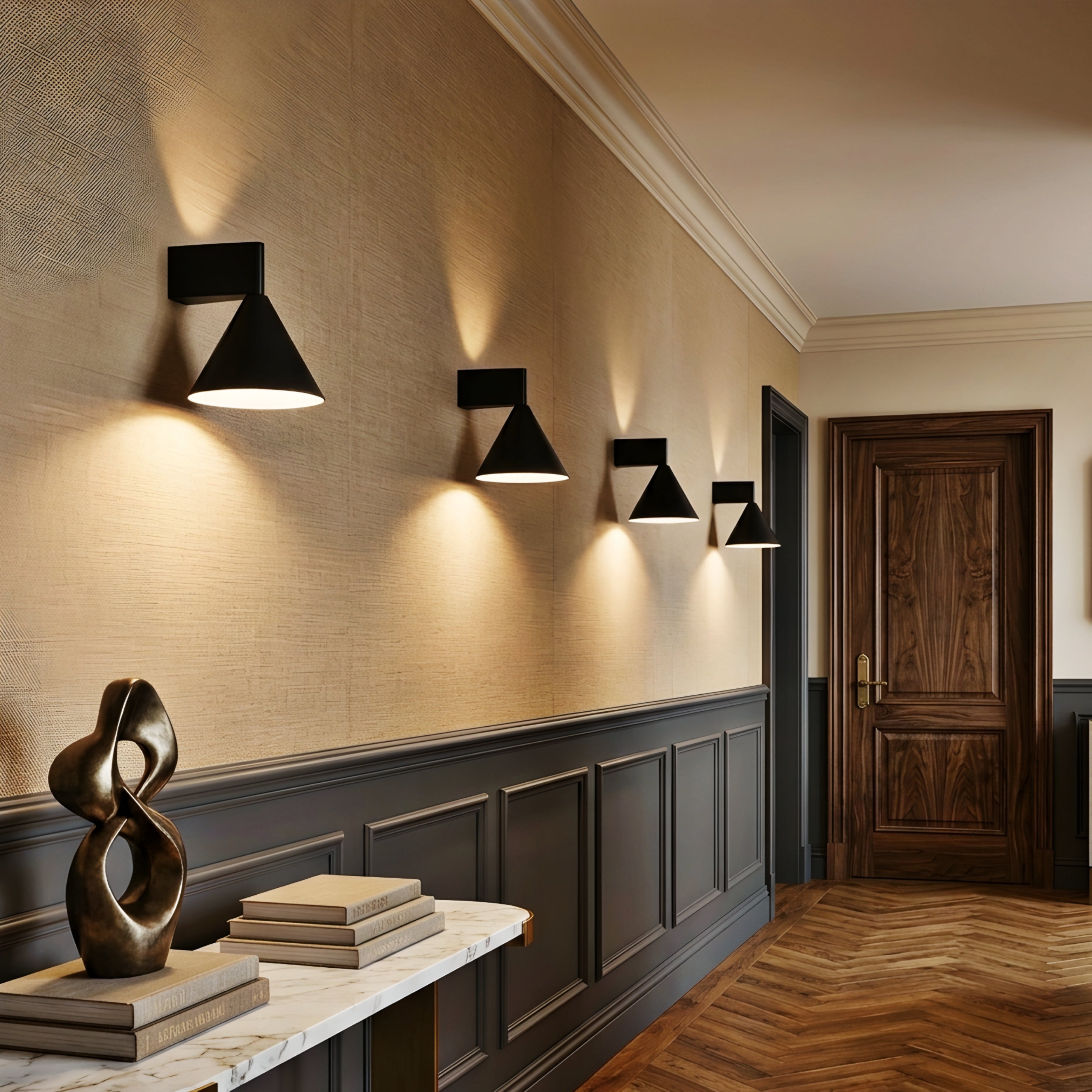 Vetraco Wall Sconce – Black Metal Cone Shade Modern Minimalist Bedroom Living Room Decorative Lighting