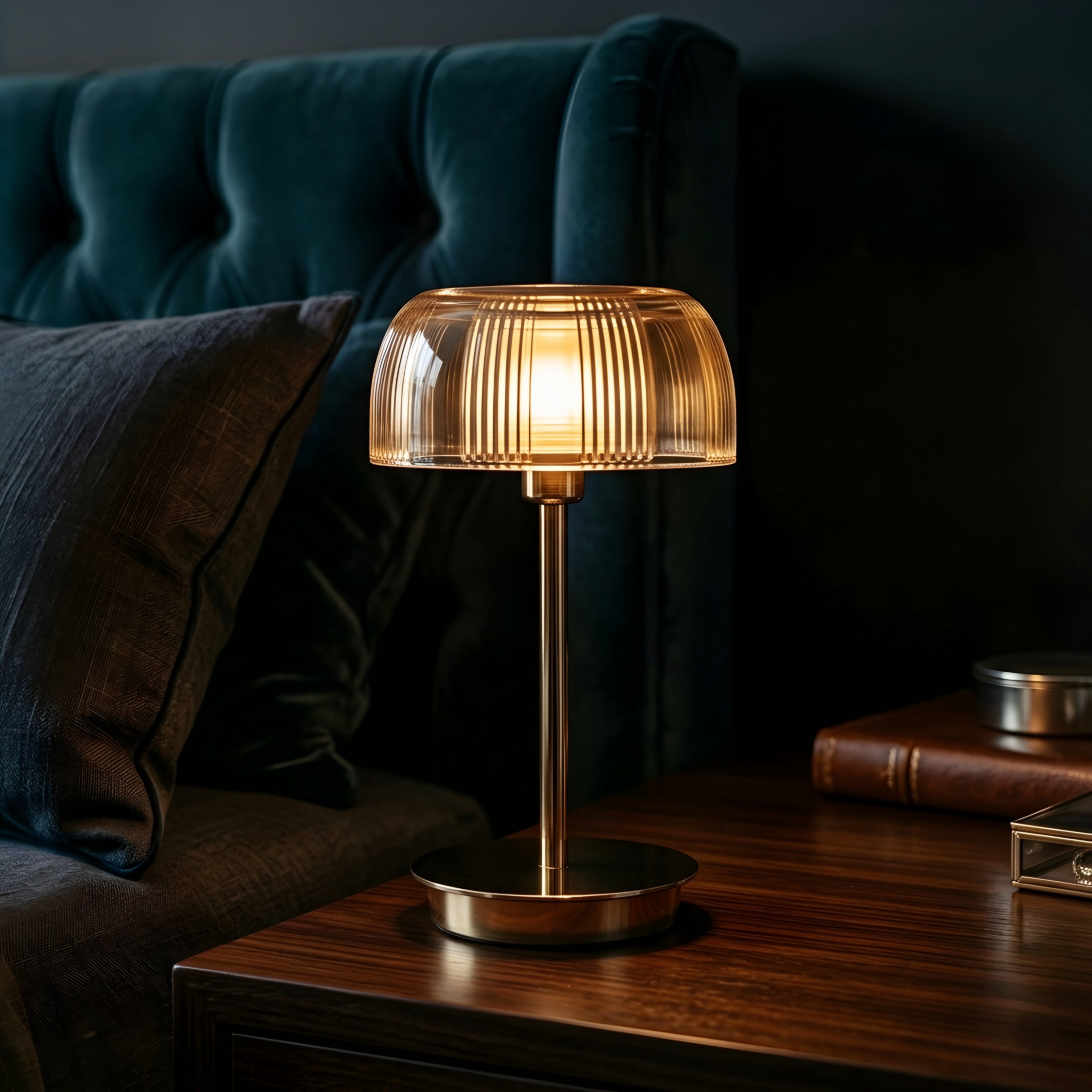 Stratum Glass Table Lamp – LED Rechargeable Decorative Lighting Living Room Bedroom Desk Accent