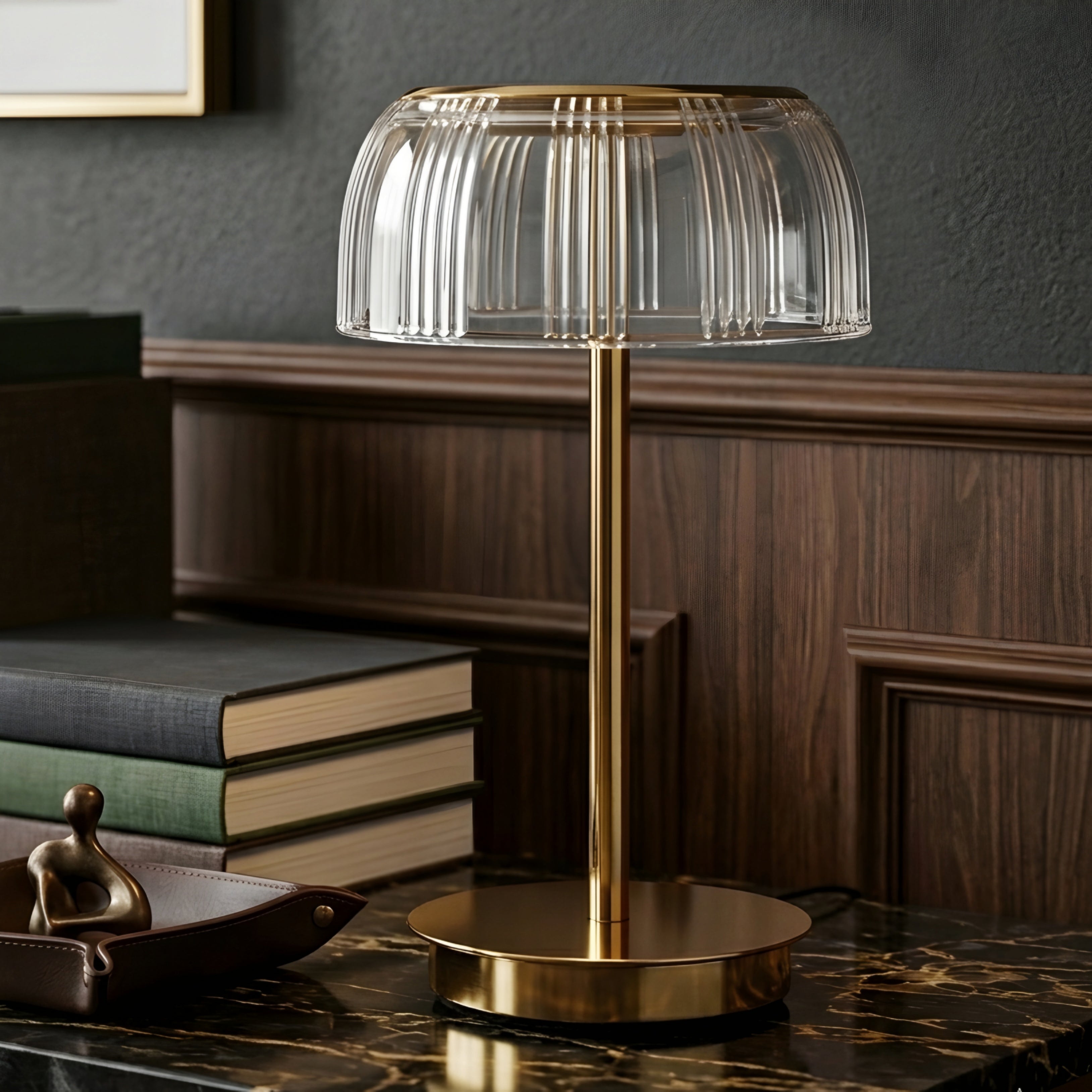 Stratum Glass Table Lamp – LED Rechargeable Decorative Lighting Living Room Bedroom Desk Accent
