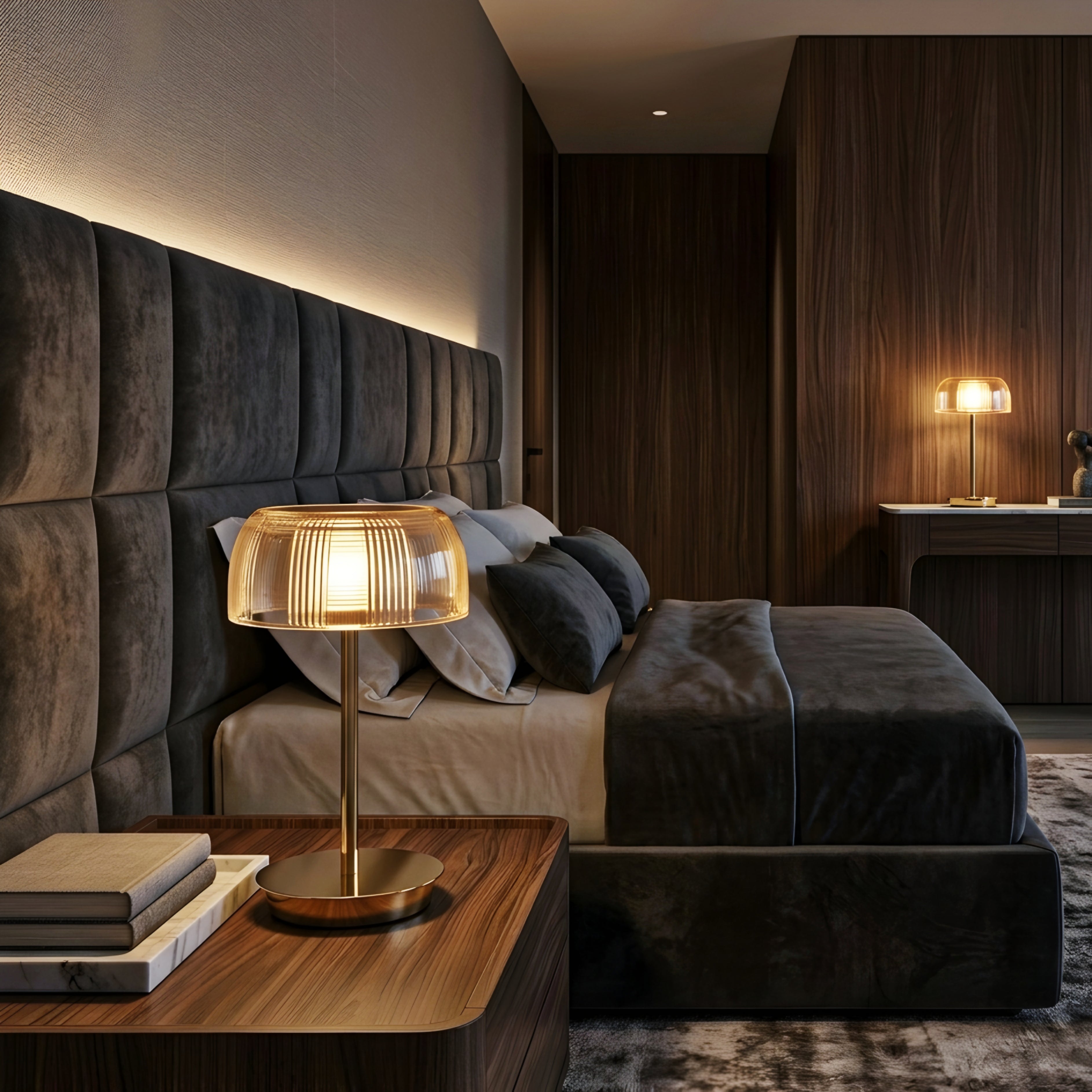 Stratum Glass Table Lamp – LED Rechargeable Decorative Lighting Living Room Bedroom Desk Accent