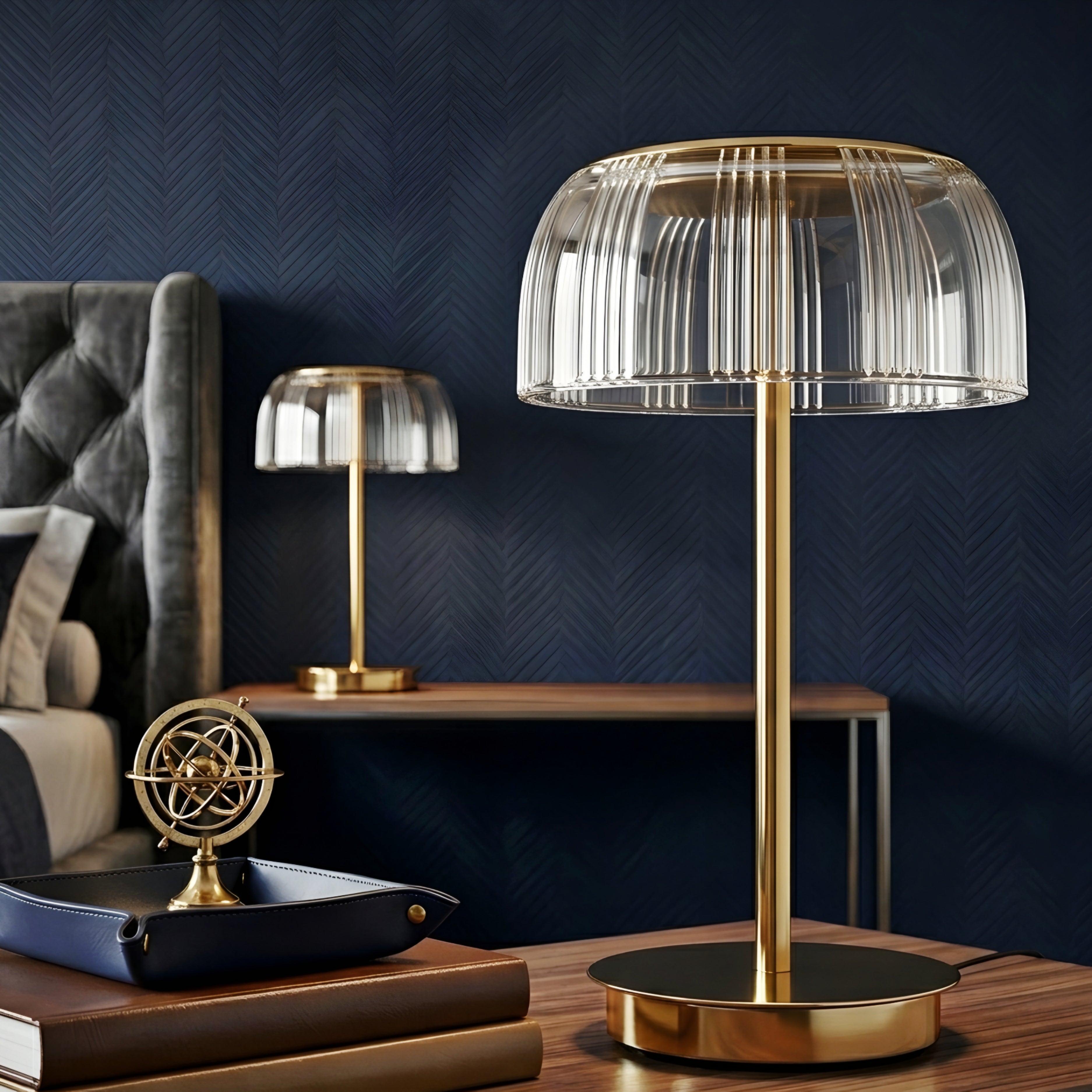 Stratum Glass Table Lamp – LED Rechargeable Decorative Lighting Living Room Bedroom Desk Accent