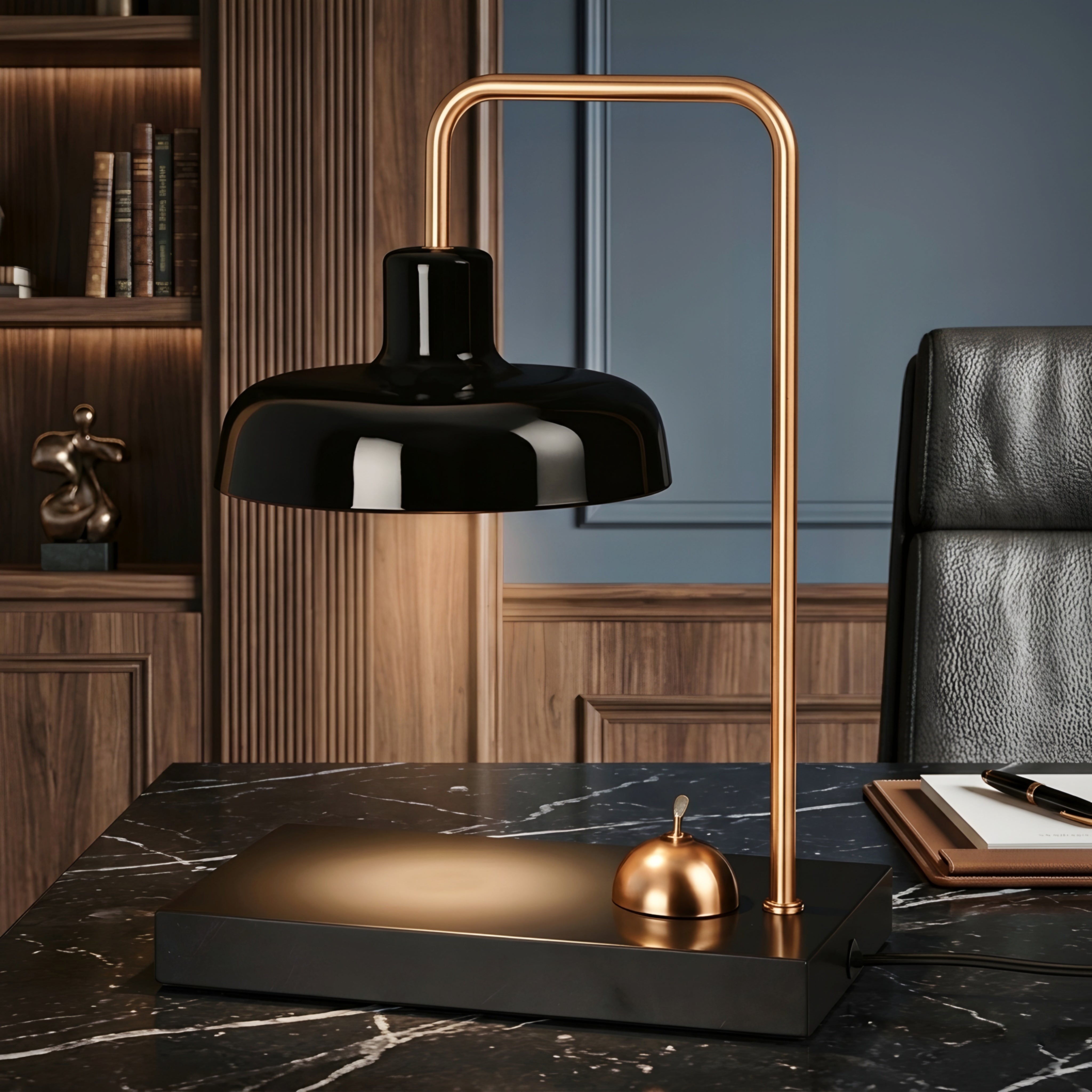 Breckton Desk Lamp – Black Gold Table Lamp Marble Base Decorative Lighting Living Room Bedroom Office