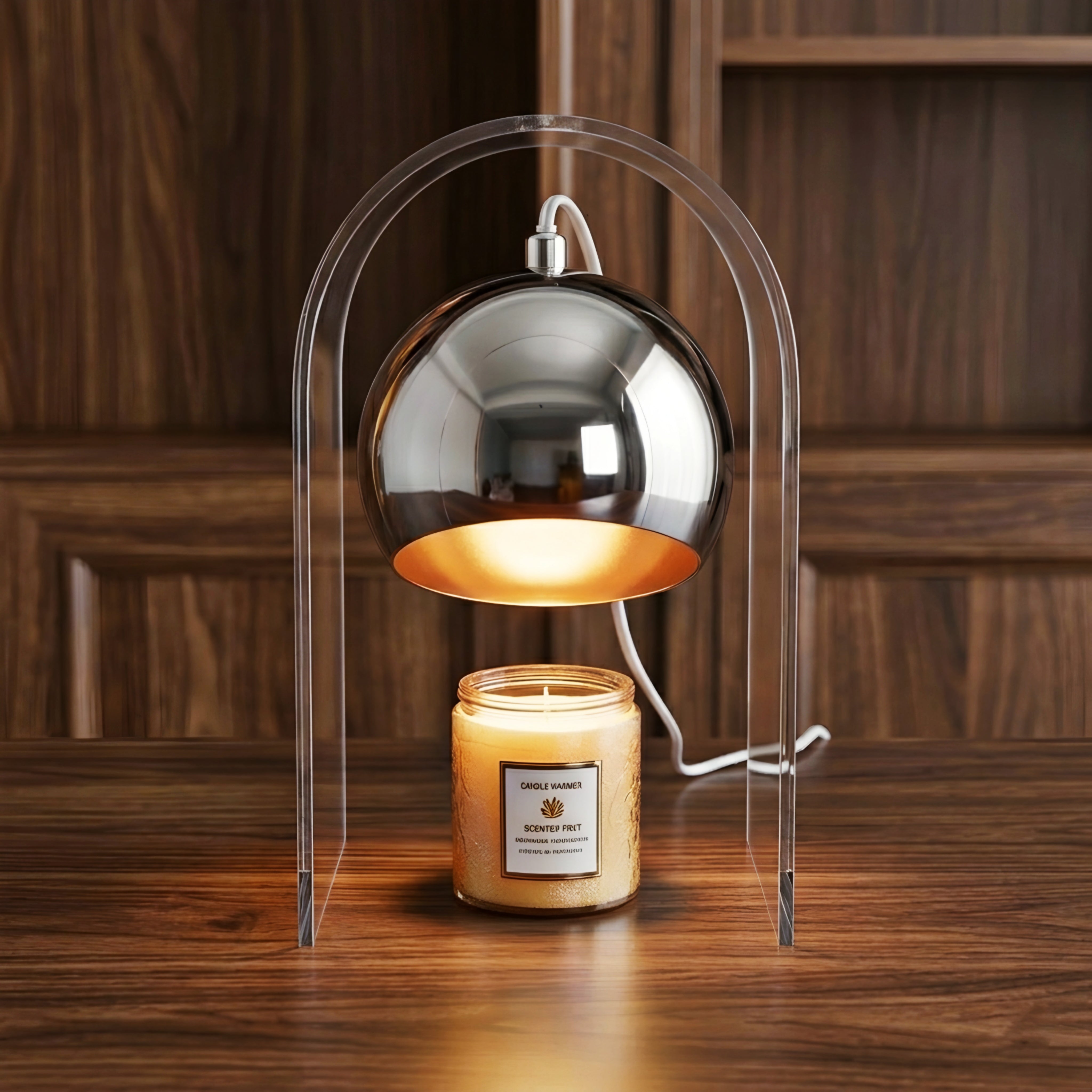 Orbix Candle Warmer Lamp – Chrome Adjustable Table Lamp Wax Melter LED Ambient Decorative Lighting