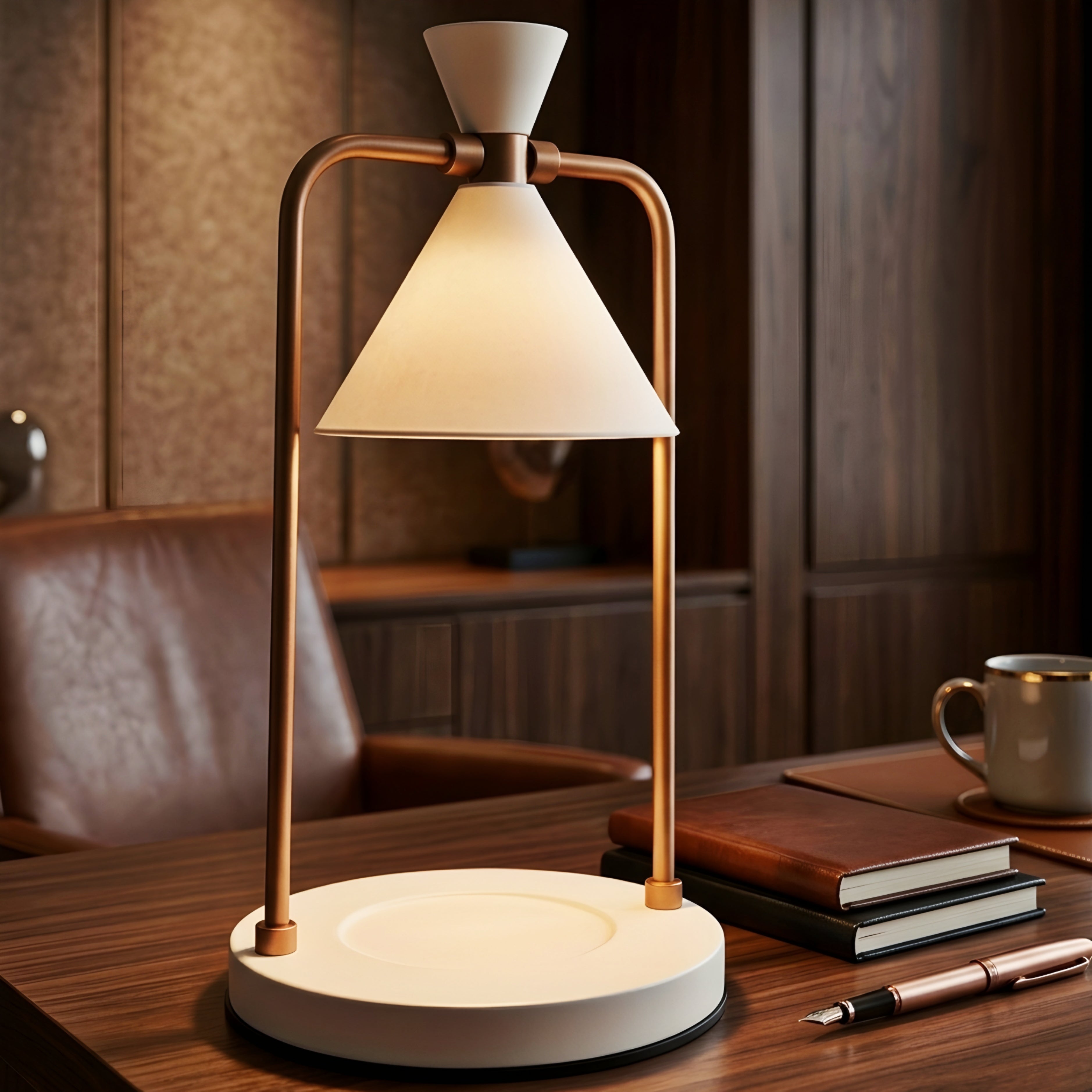 Caldero Arc Table Lamp – Modern White Bronze Metal Desk Lamp Living Room Bedroom Decorative Lighting
