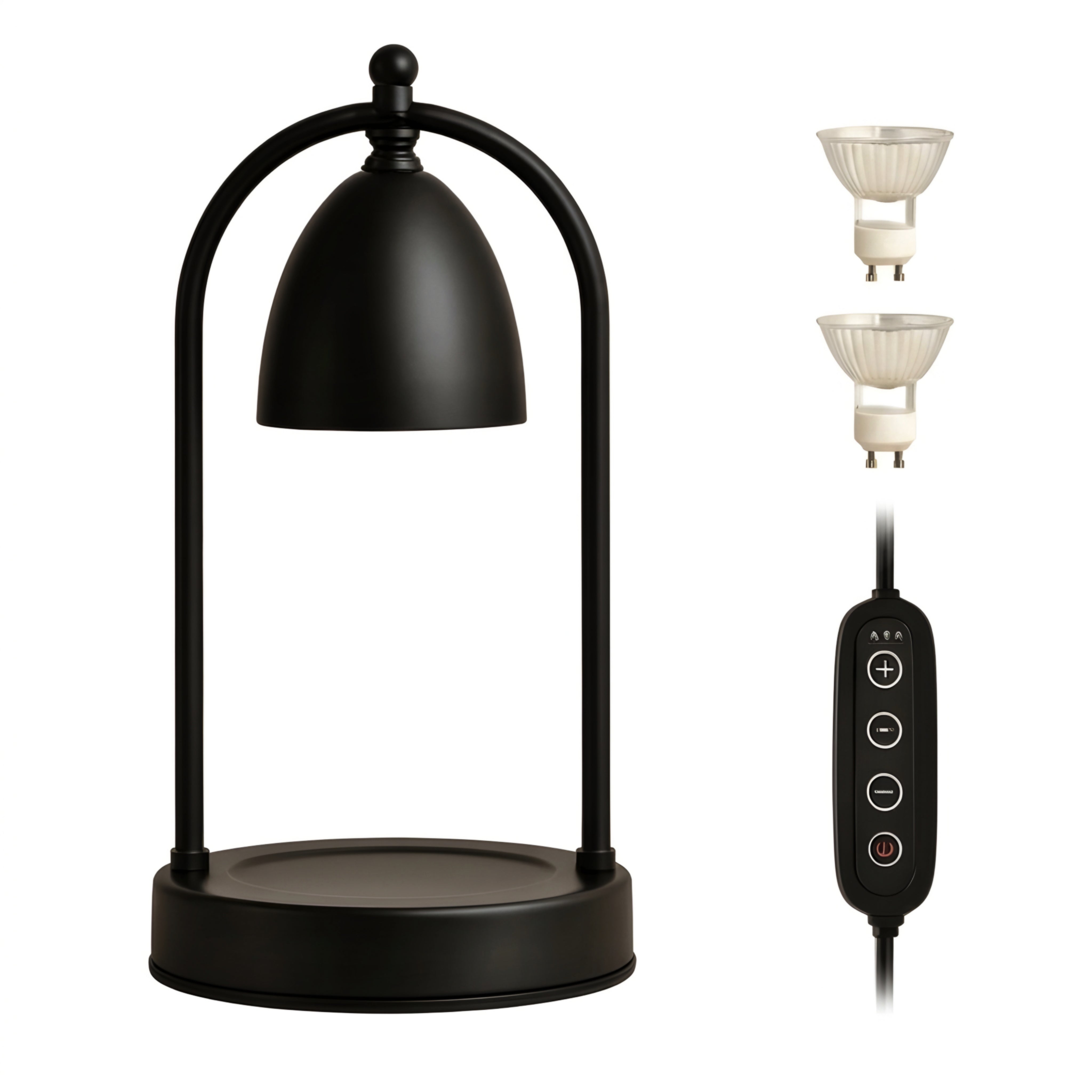 Belvano Candle Warmer Lamp – Matte Black Metal Table Lamp Bedroom Living Room Decorative Lighting