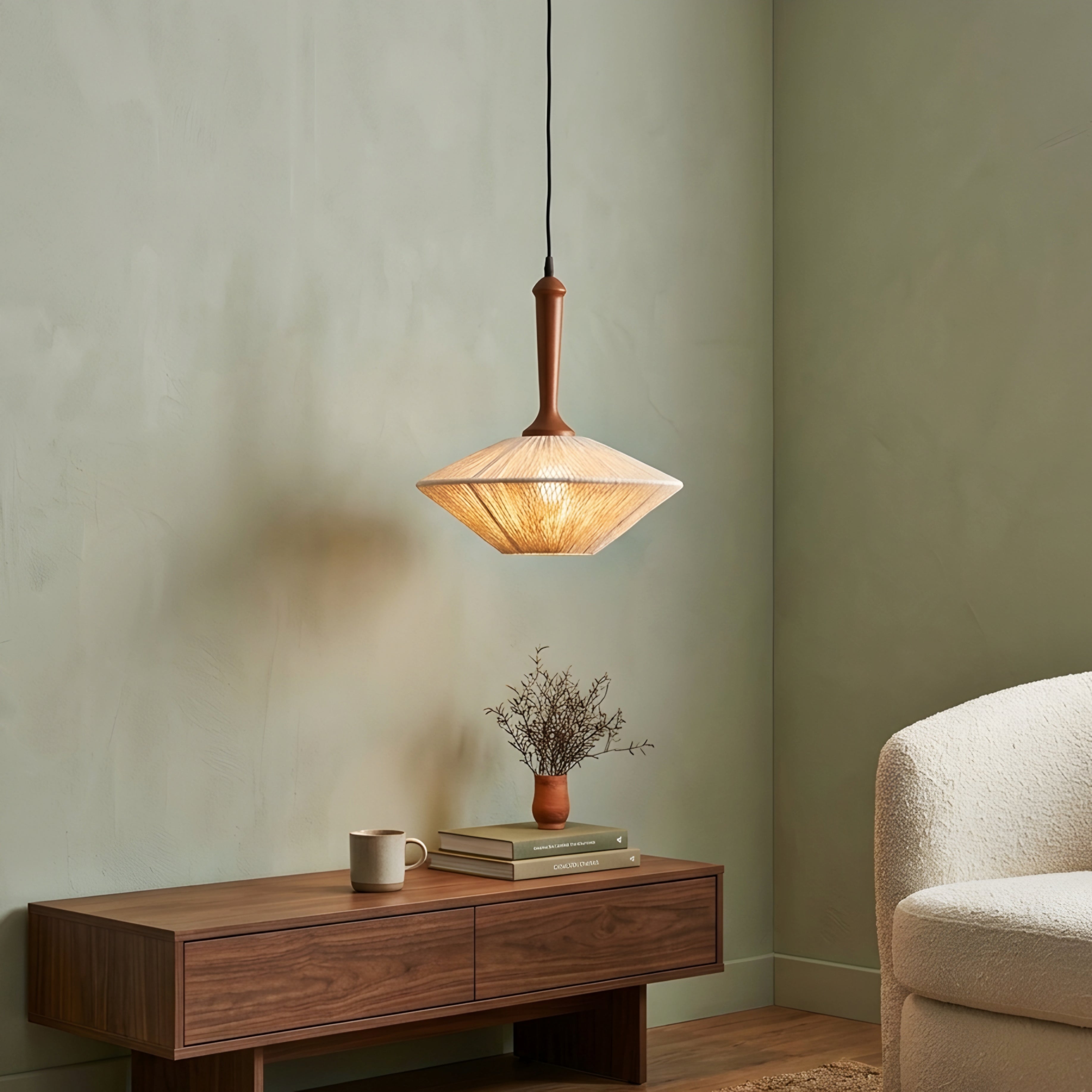 Dralux Woven Pendant Light – Rattan Hanging Light Fixture Ceiling Dining Room Kitchen Island Bedroom Decorative Lighting