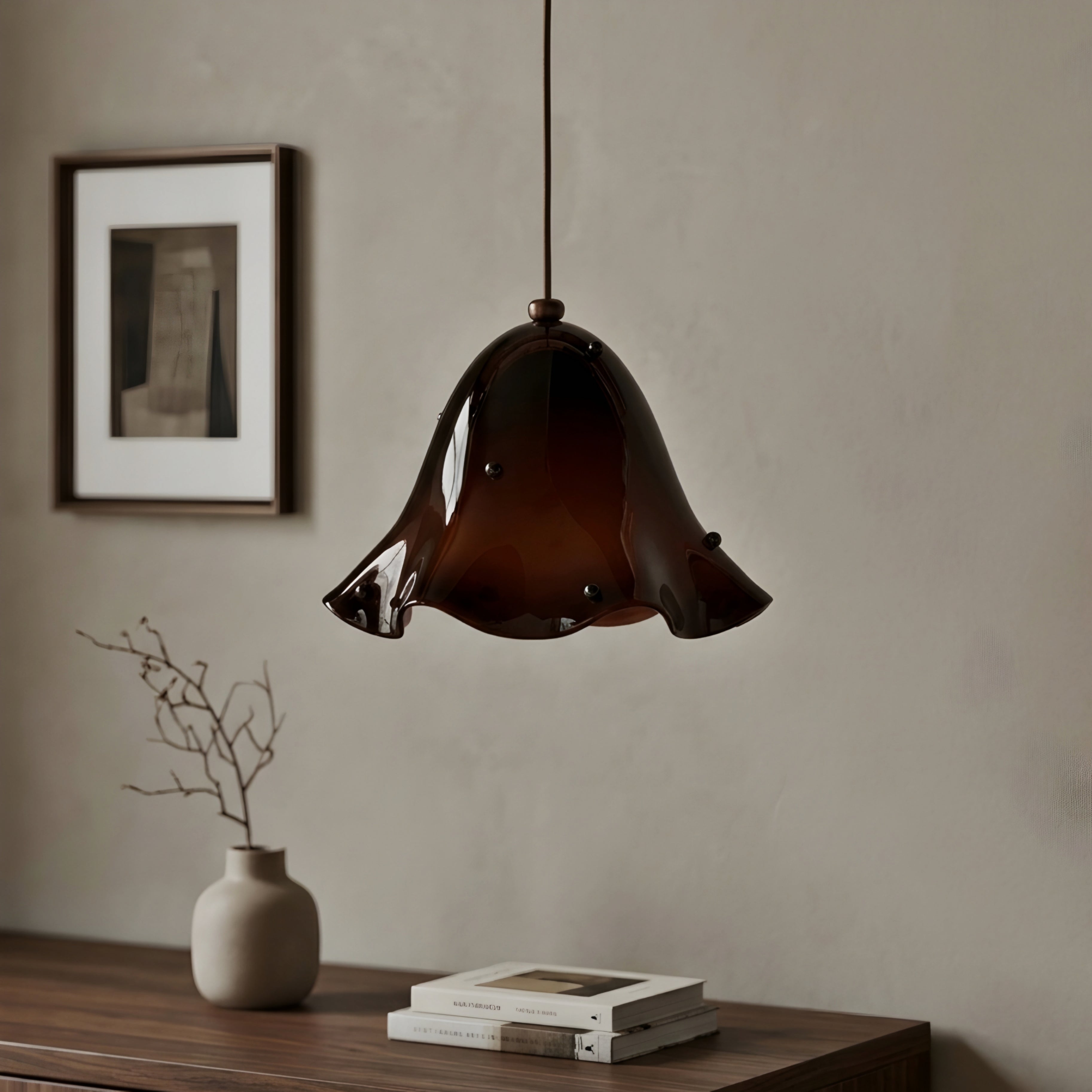 Campanella Bell Pendant Light – Olive Green Glass Ceiling Light Decorative Kitchen Island Dining Room