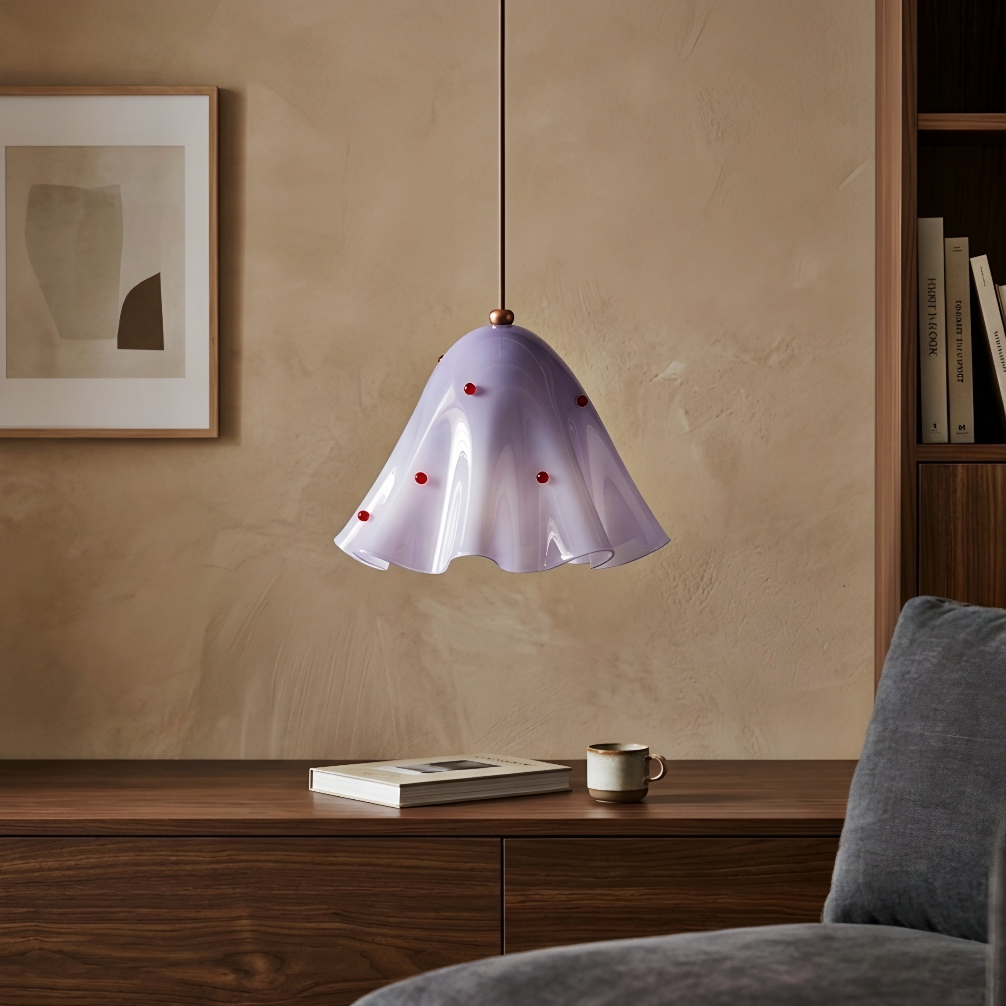 Campanella Bell Pendant Light – Olive Green Glass Ceiling Light Decorative Kitchen Island Dining Room