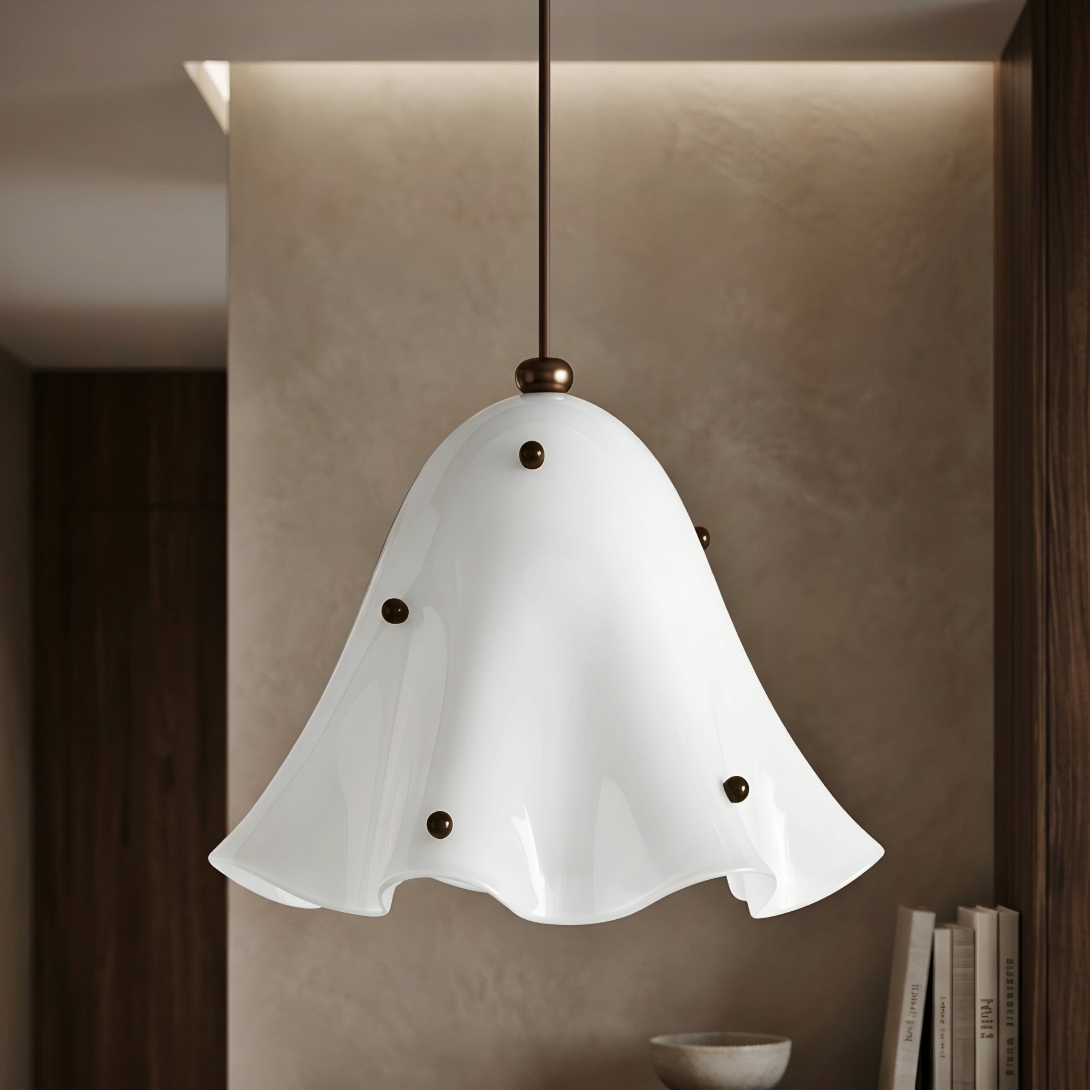 Campanella Bell Pendant Light – Olive Green Glass Ceiling Light Decorative Kitchen Island Dining Room