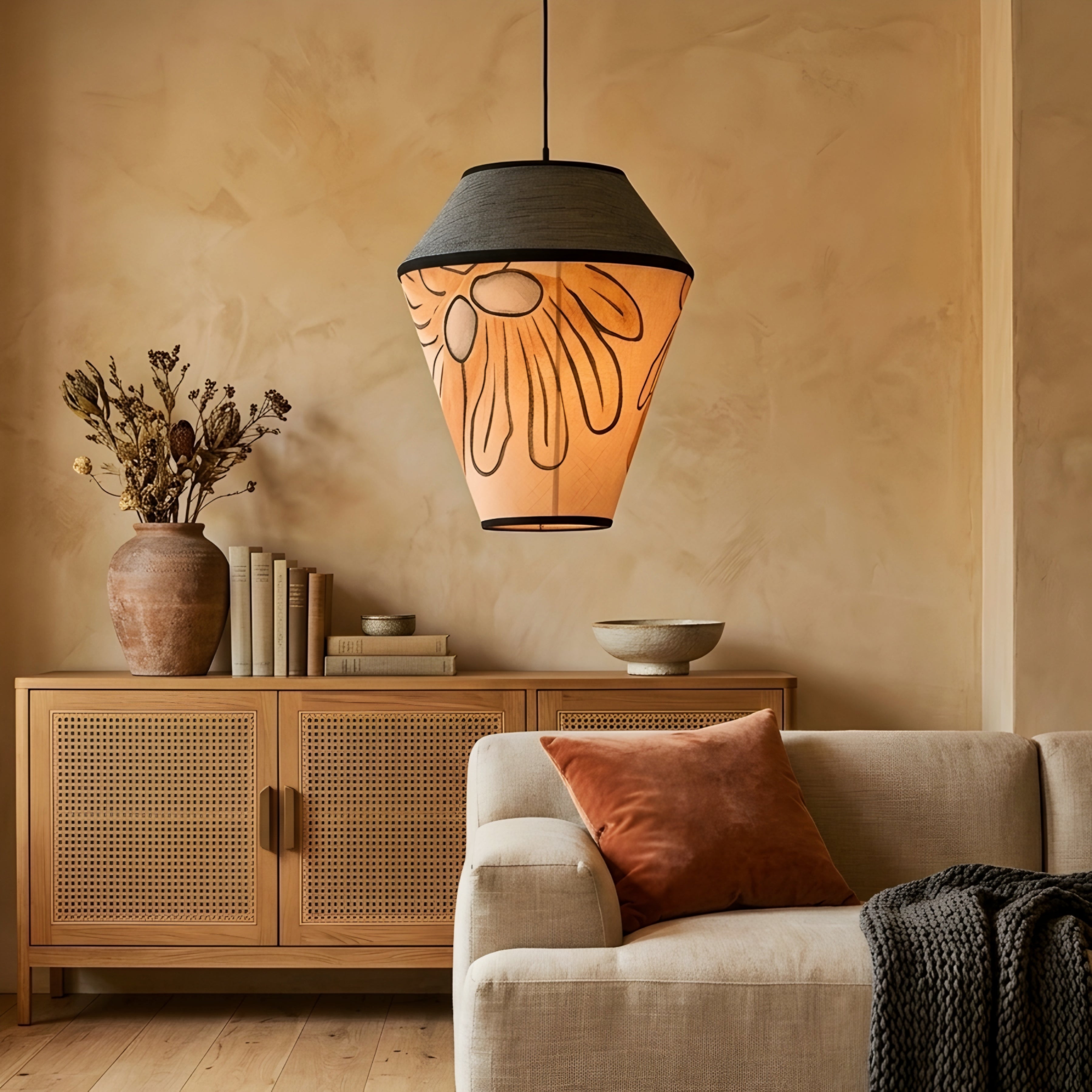 Zaytinya Fabric Pendant Light – Handcrafted Decorative Lighting Dining Room Kitchen Island Ceiling