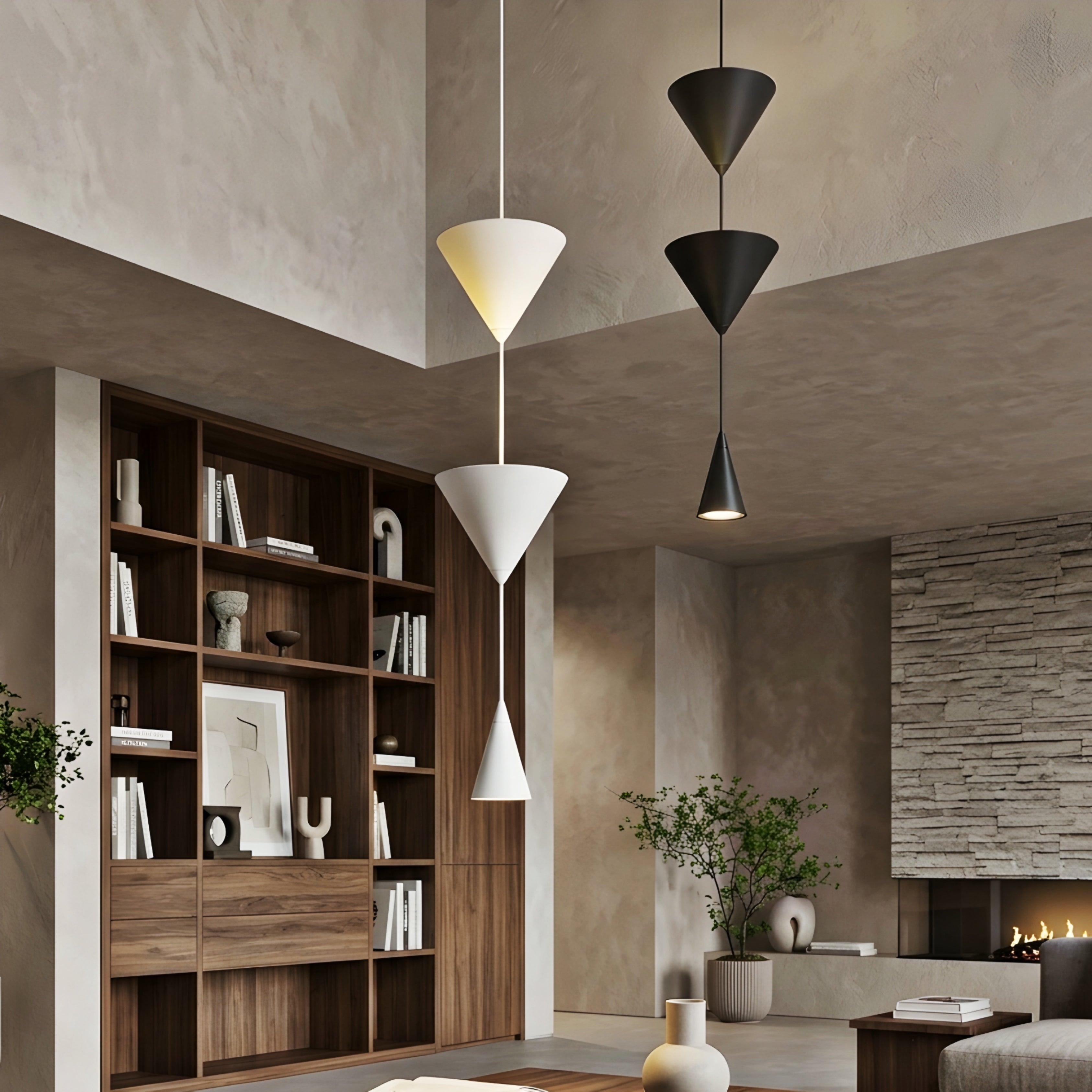 Triven Pendant Light – Modern White Cone 3-Light Hanging Fixture Dining Room Kitchen Island Decorative Lighting