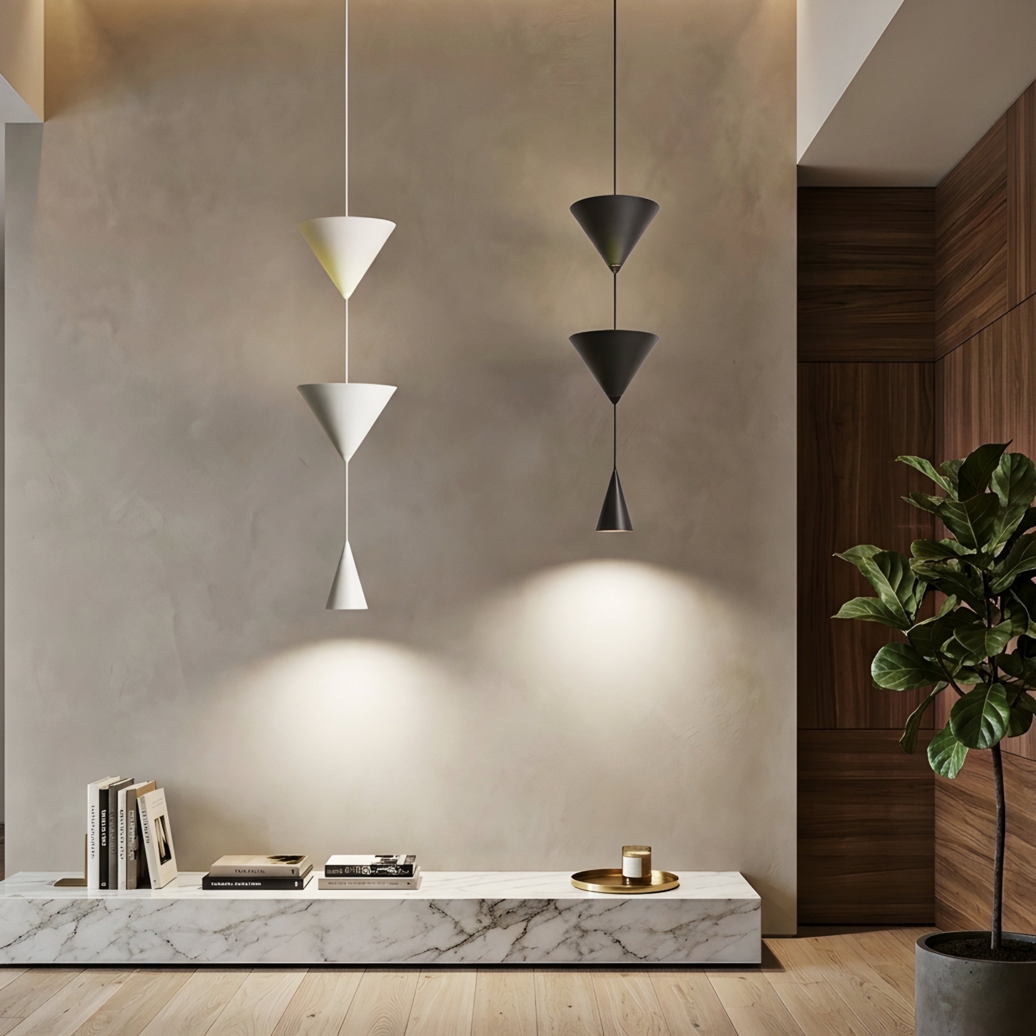 Triven Pendant Light – Modern White Cone 3-Light Hanging Fixture Dining Room Kitchen Island Decorative Lighting