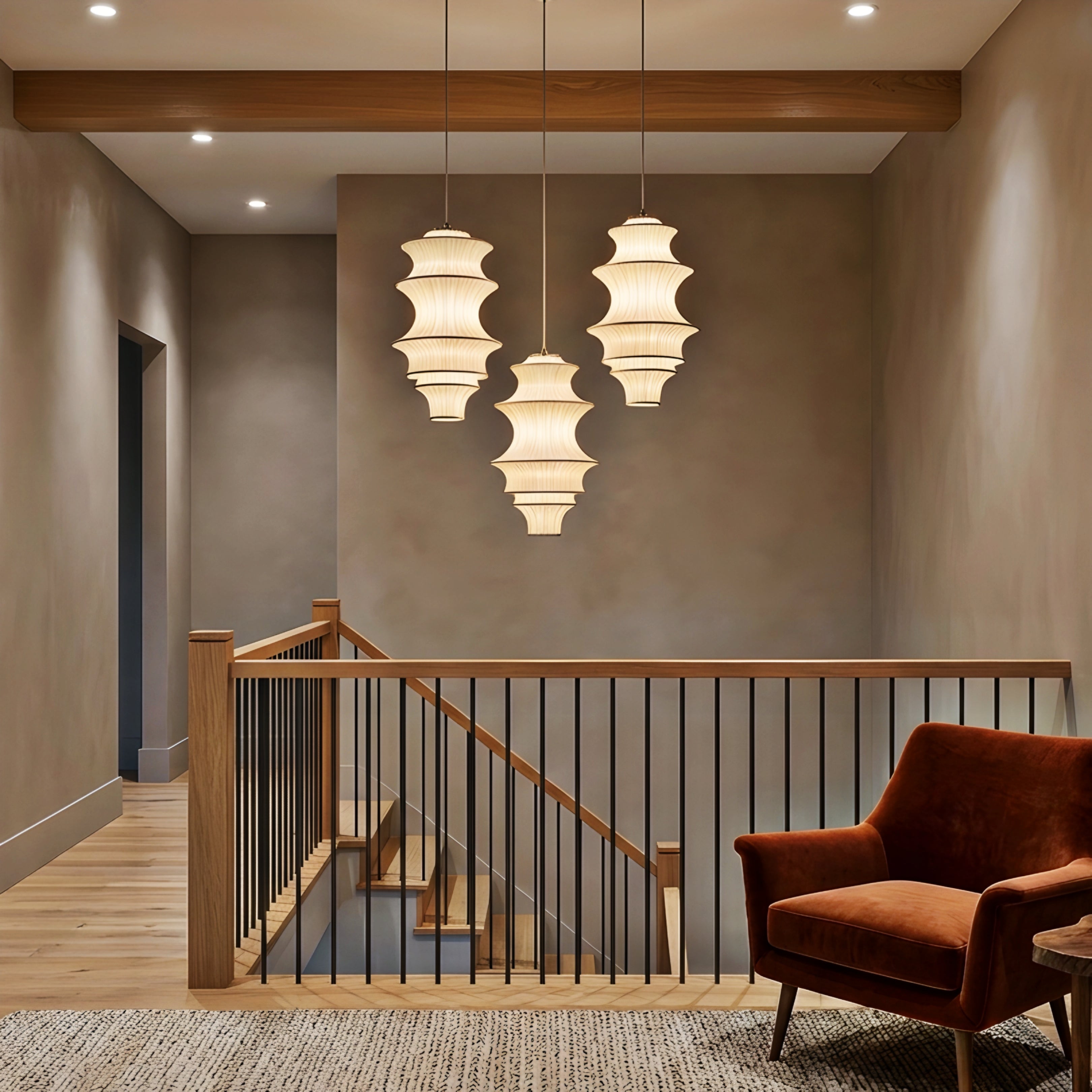Stratum Pendant Light – Modern Tiered Fabric Hanging Ceiling Lamp Dining Room Bedroom Decorative Lighting