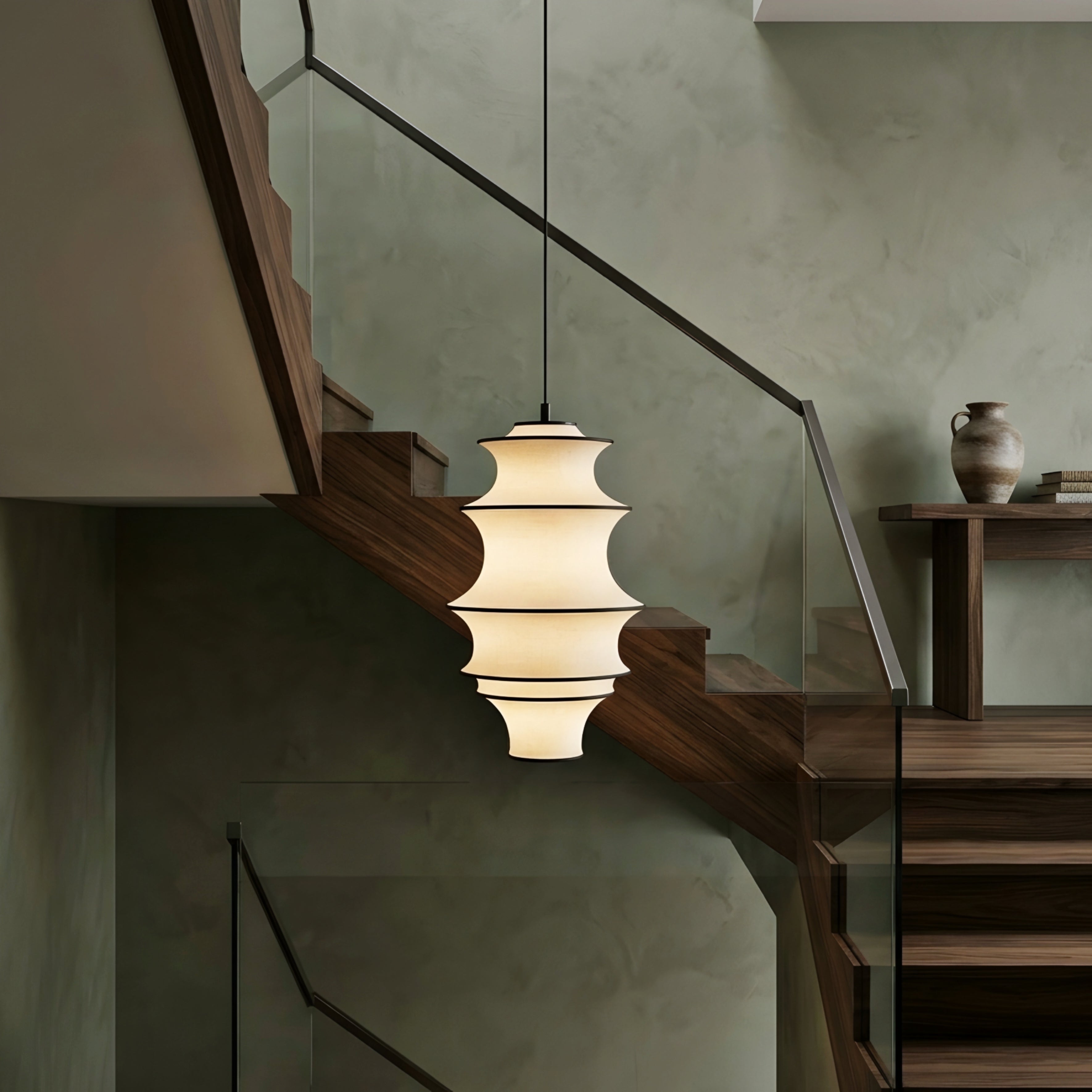 Stratum Pendant Light – Modern Tiered Fabric Hanging Ceiling Lamp Dining Room Bedroom Decorative Lighting