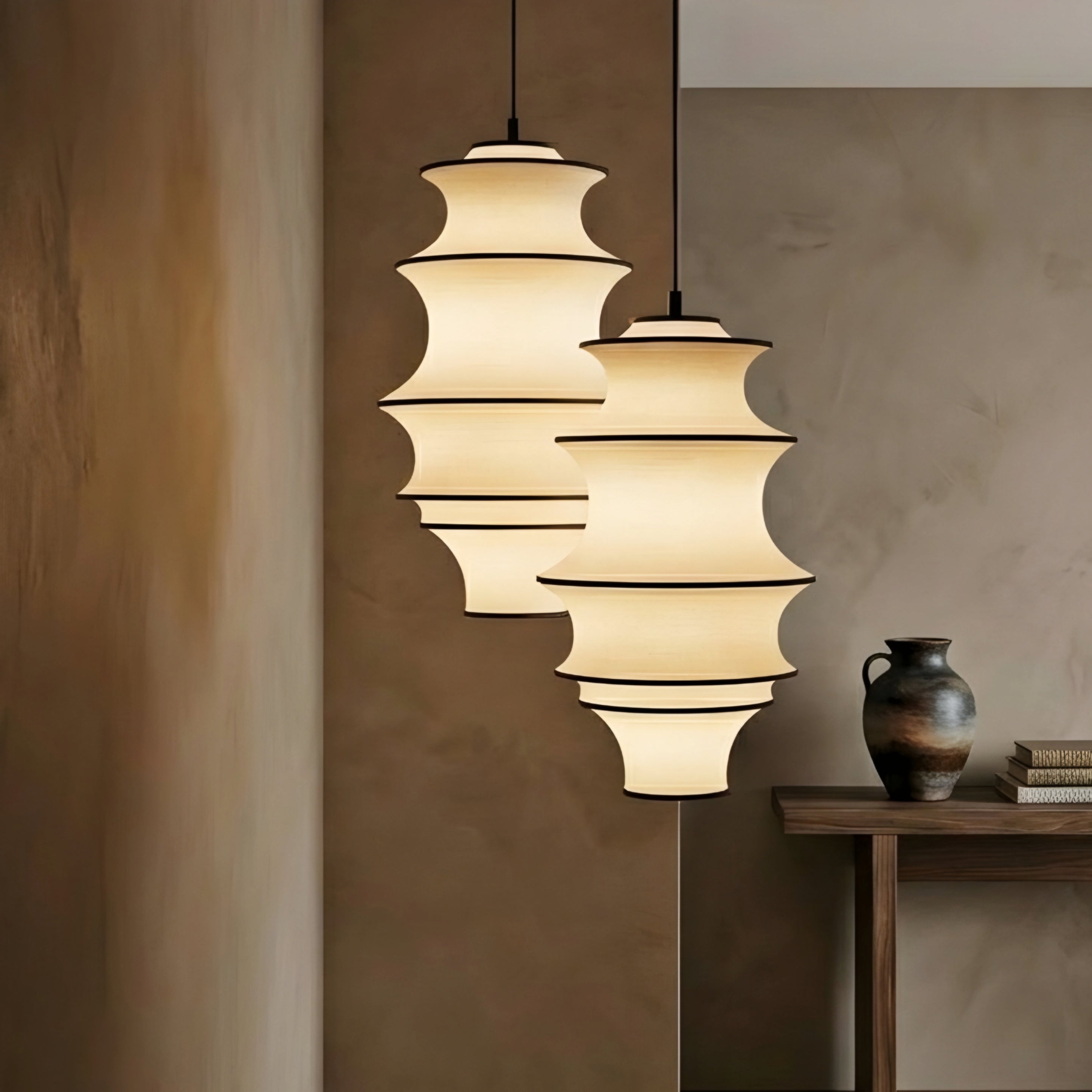 Stratum Pendant Light – Modern Tiered Fabric Hanging Ceiling Lamp Dining Room Bedroom Decorative Lighting