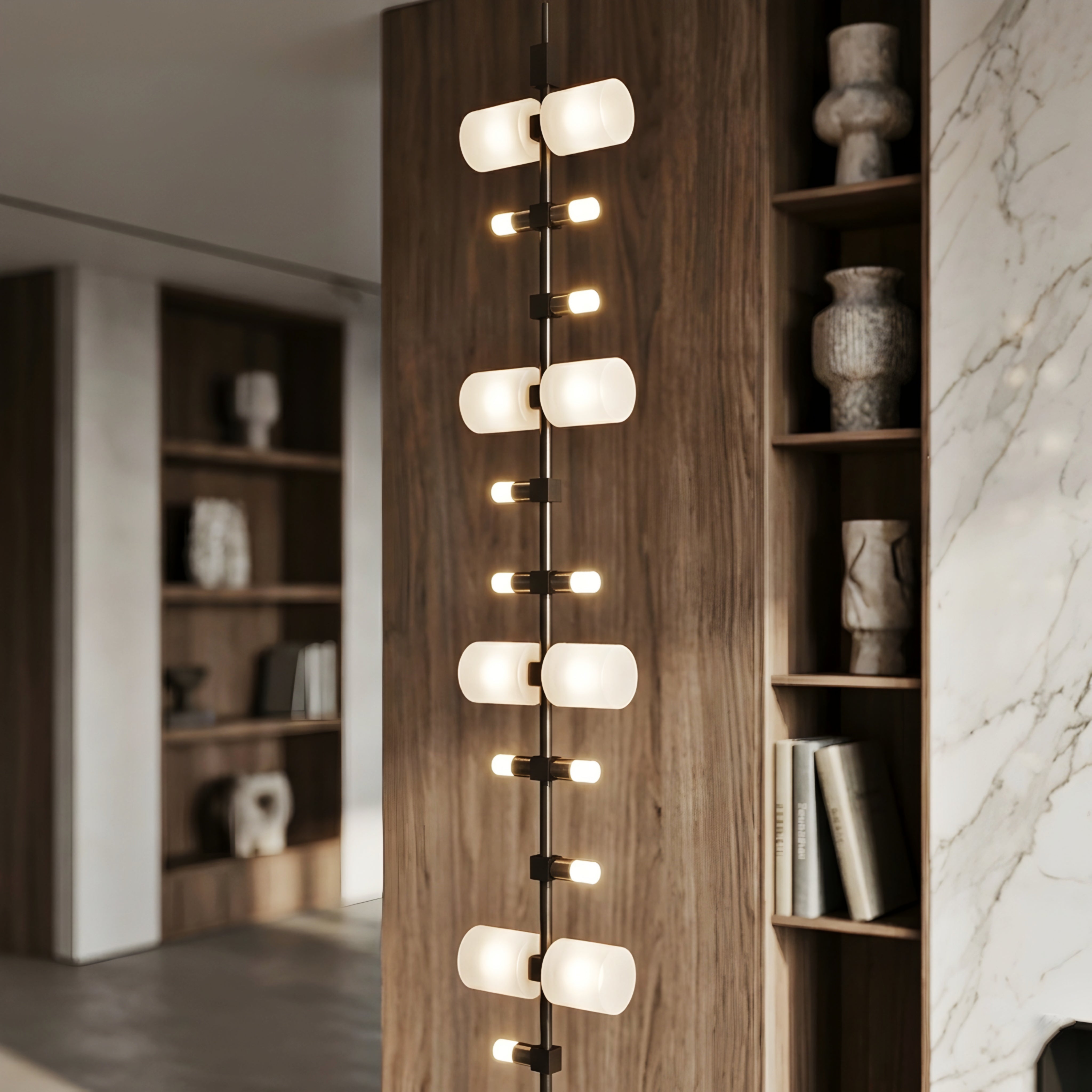Vertrix Strand Pendant Light – Long Multi Light Chandelier Staircase Foyer Decorative Lighting Fixture
