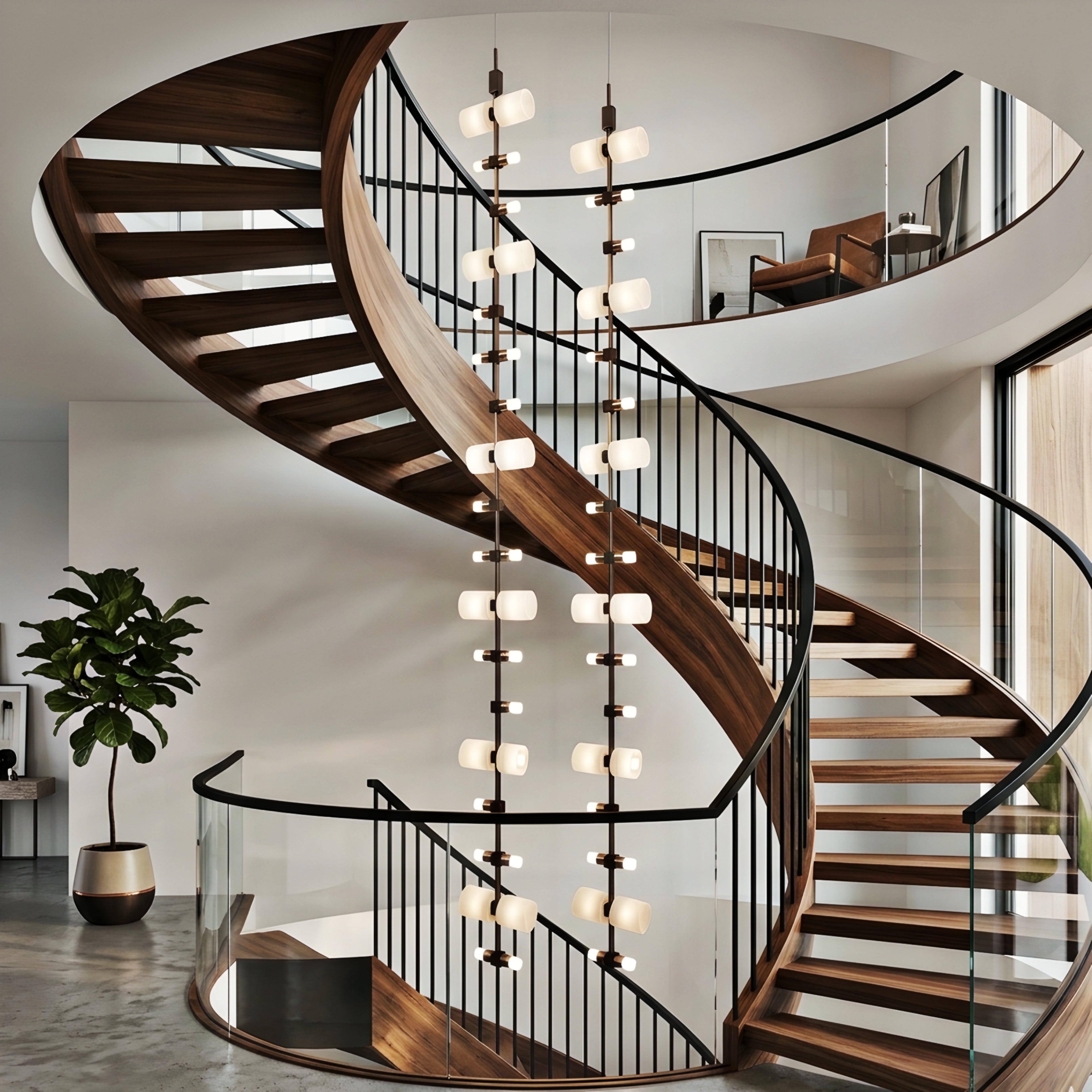 Vertrix Strand Pendant Light – Long Multi Light Chandelier Staircase Foyer Decorative Lighting Fixture