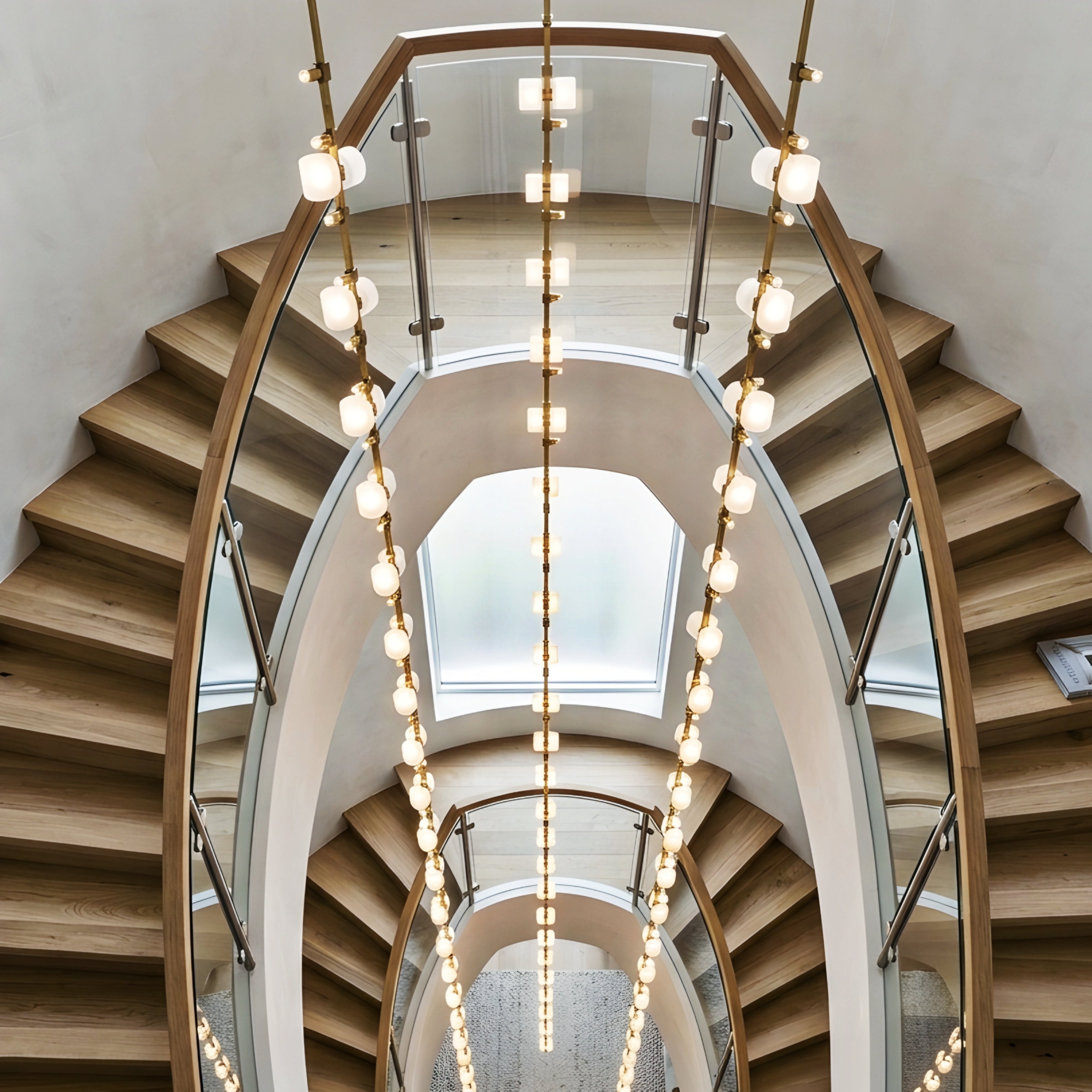 Vertrix Strand Pendant Light – Long Multi Light Chandelier Staircase Foyer Decorative Lighting Fixture