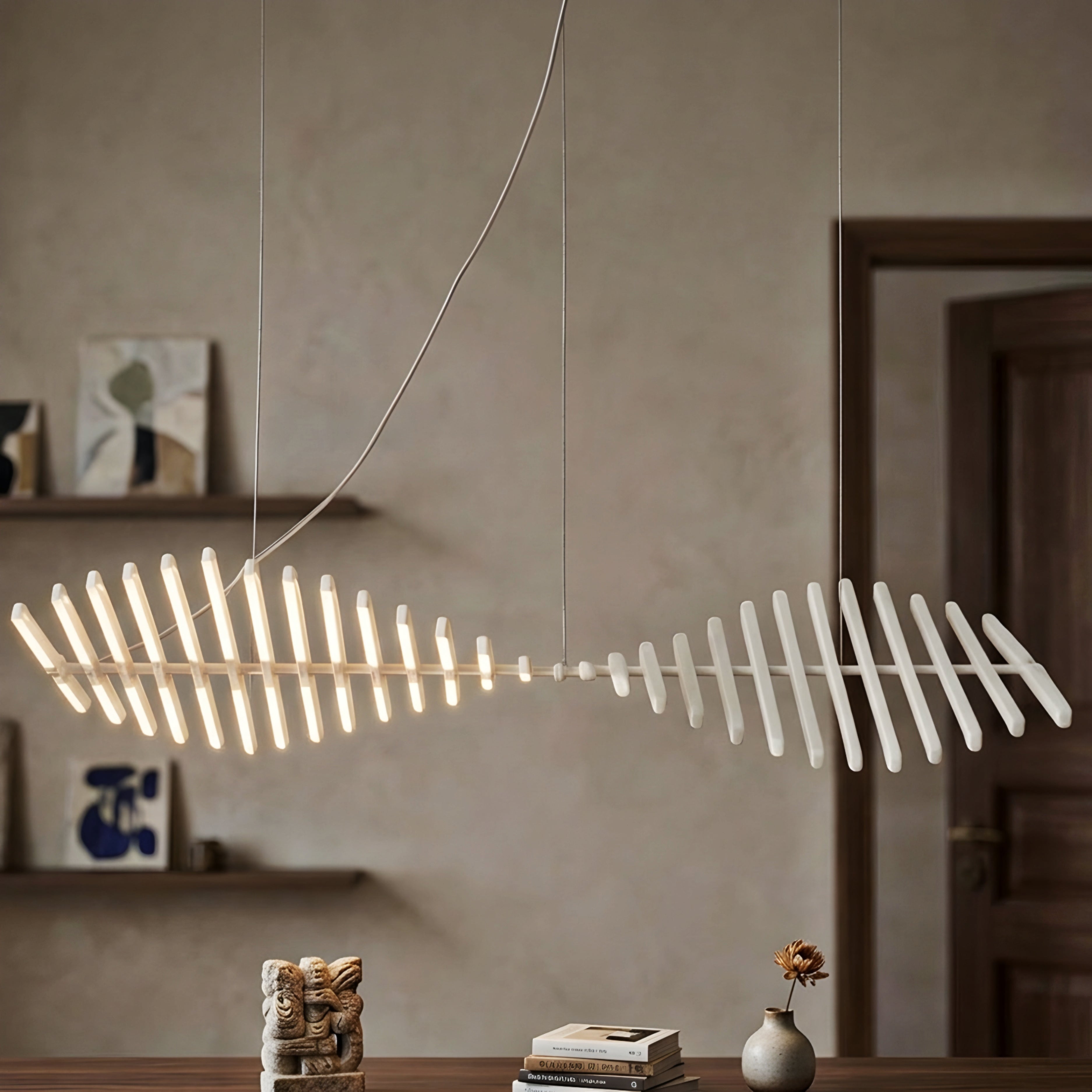 Spinara Linear Chandelier – LED Modern Pendant Light Dining Room Kitchen Island Ceiling Fixture