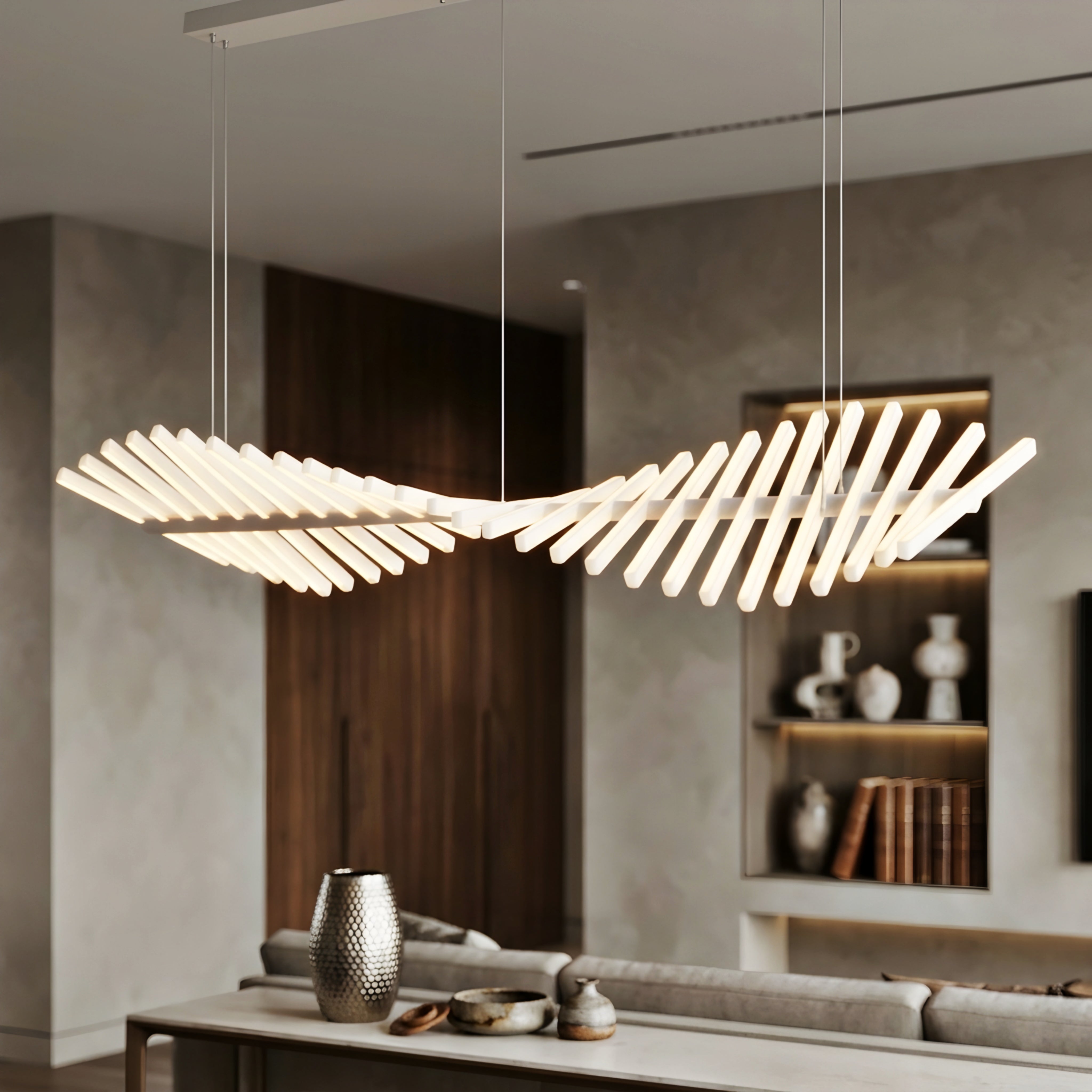 Spinara Linear Chandelier – LED Modern Pendant Light Dining Room Kitchen Island Ceiling Fixture