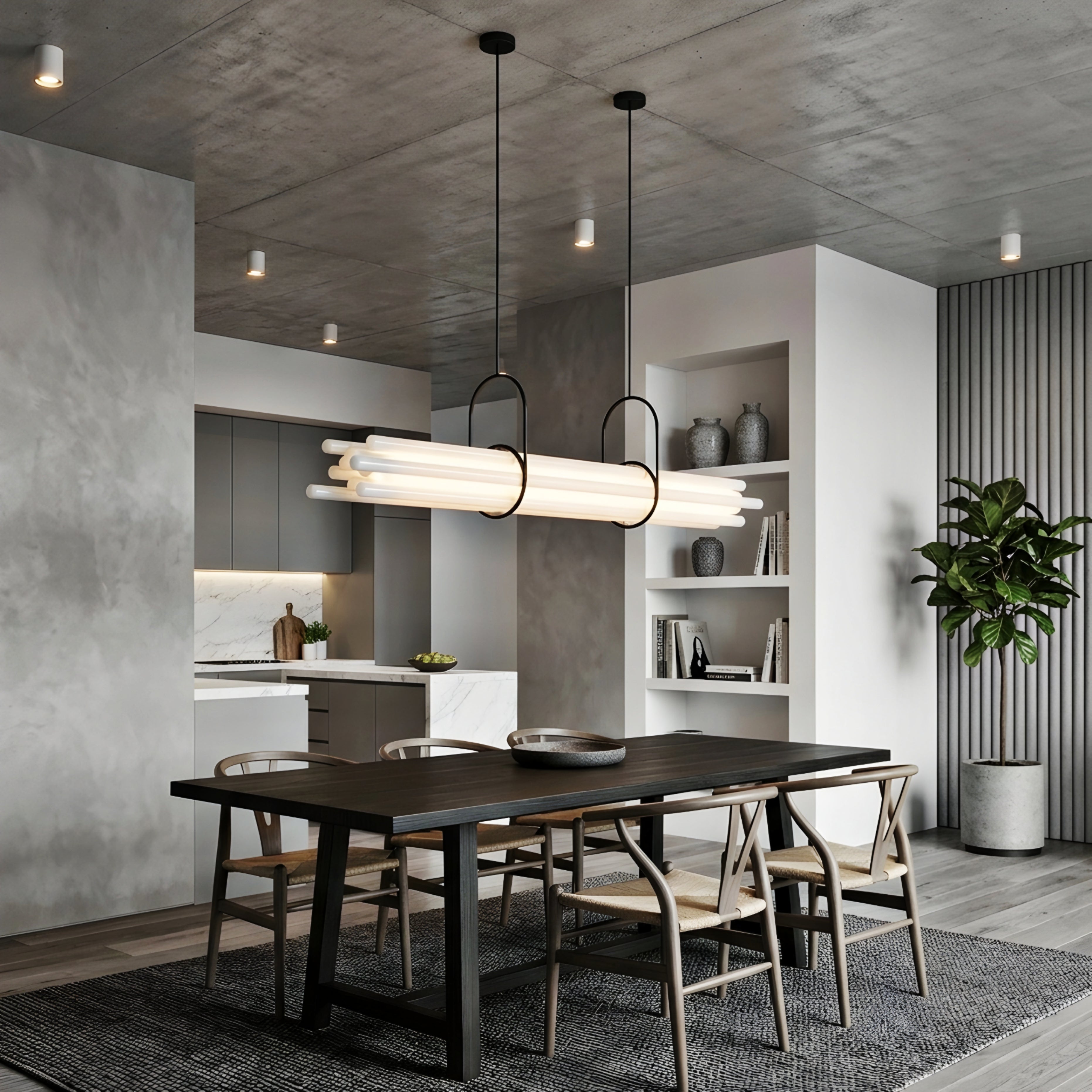 Cirrus Linear Pendant Light – Modern Dining Room Kitchen Island Chandelier Decorative Lighting Fixture