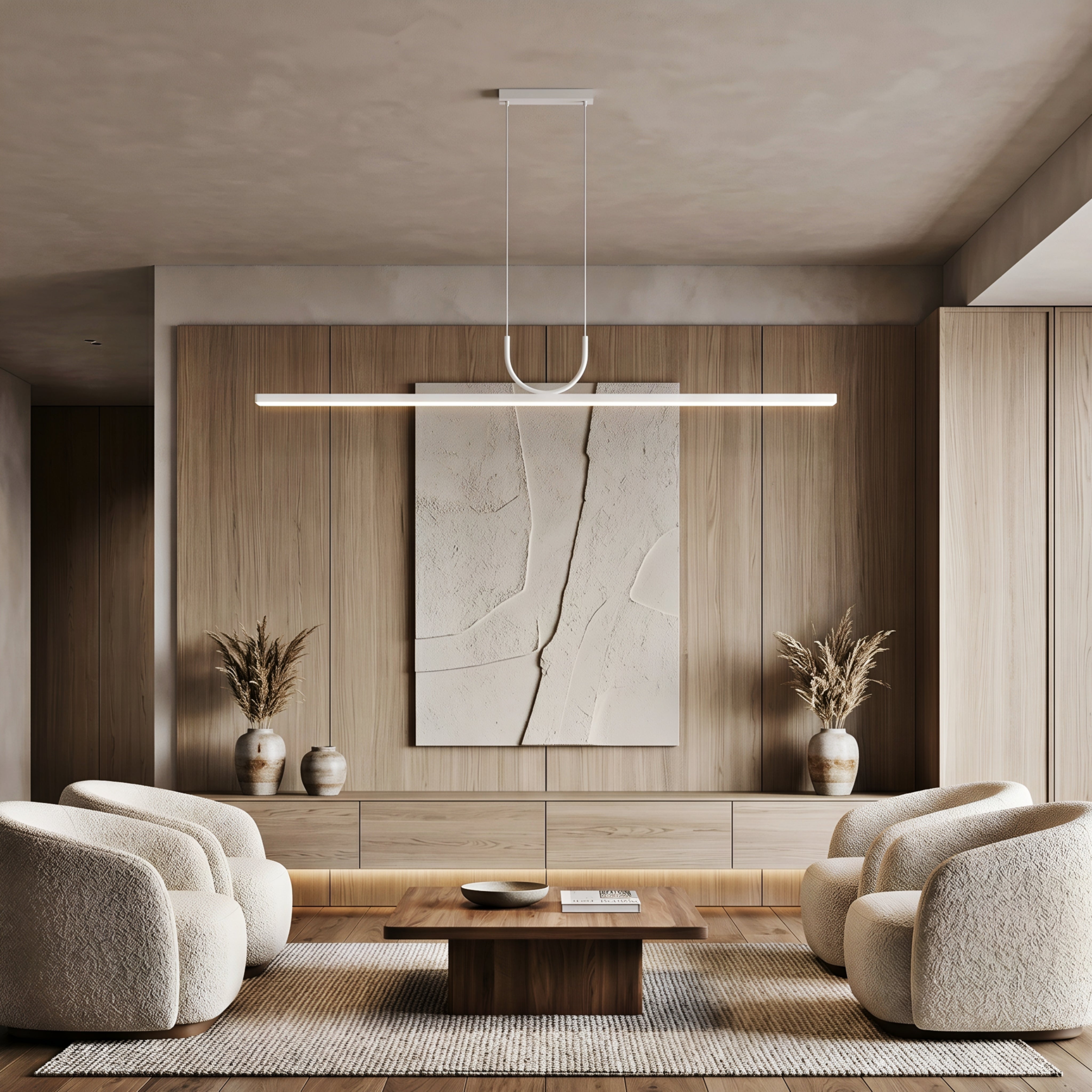 Arcline Pendant Light – LED Linear Dining Table Modern Minimalist White Suspended Kitchen Island