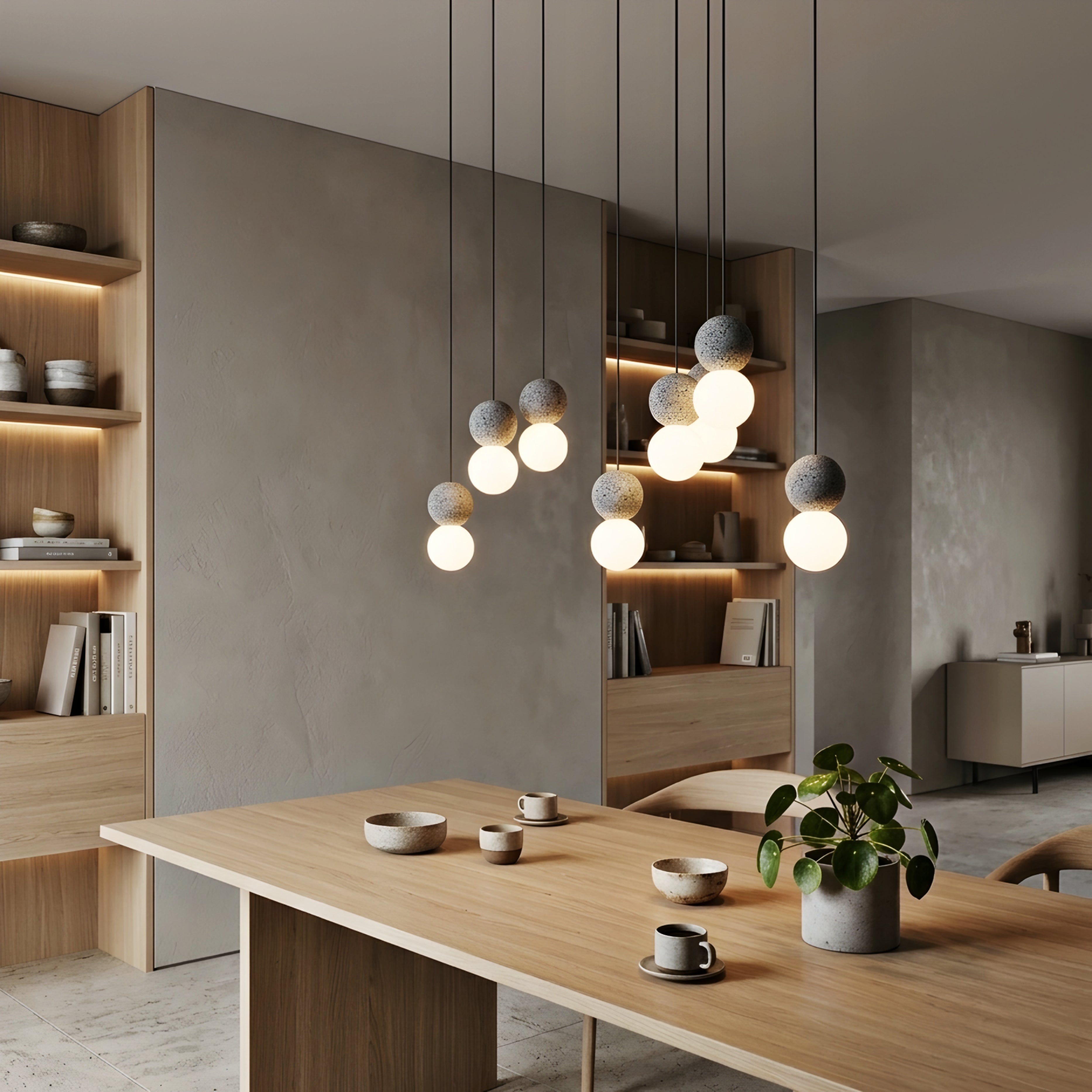 Gravito Sphere Pendant Light – Modern Terrazzo Globe Hanging Lamp Dining Room Kitchen Island Decorative Lighting