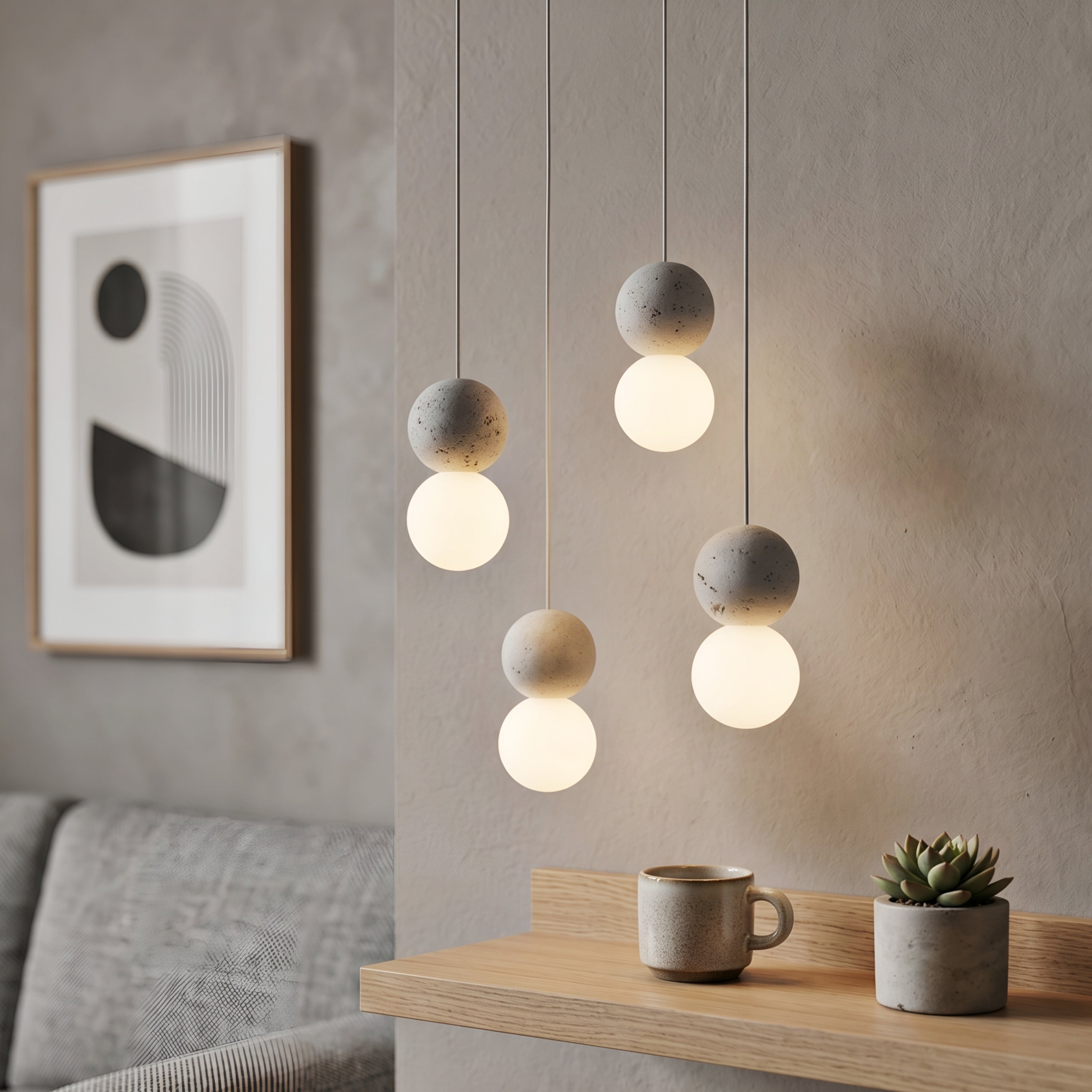 Gravito Sphere Pendant Light – Modern Terrazzo Globe Hanging Lamp Dining Room Kitchen Island Decorative Lighting