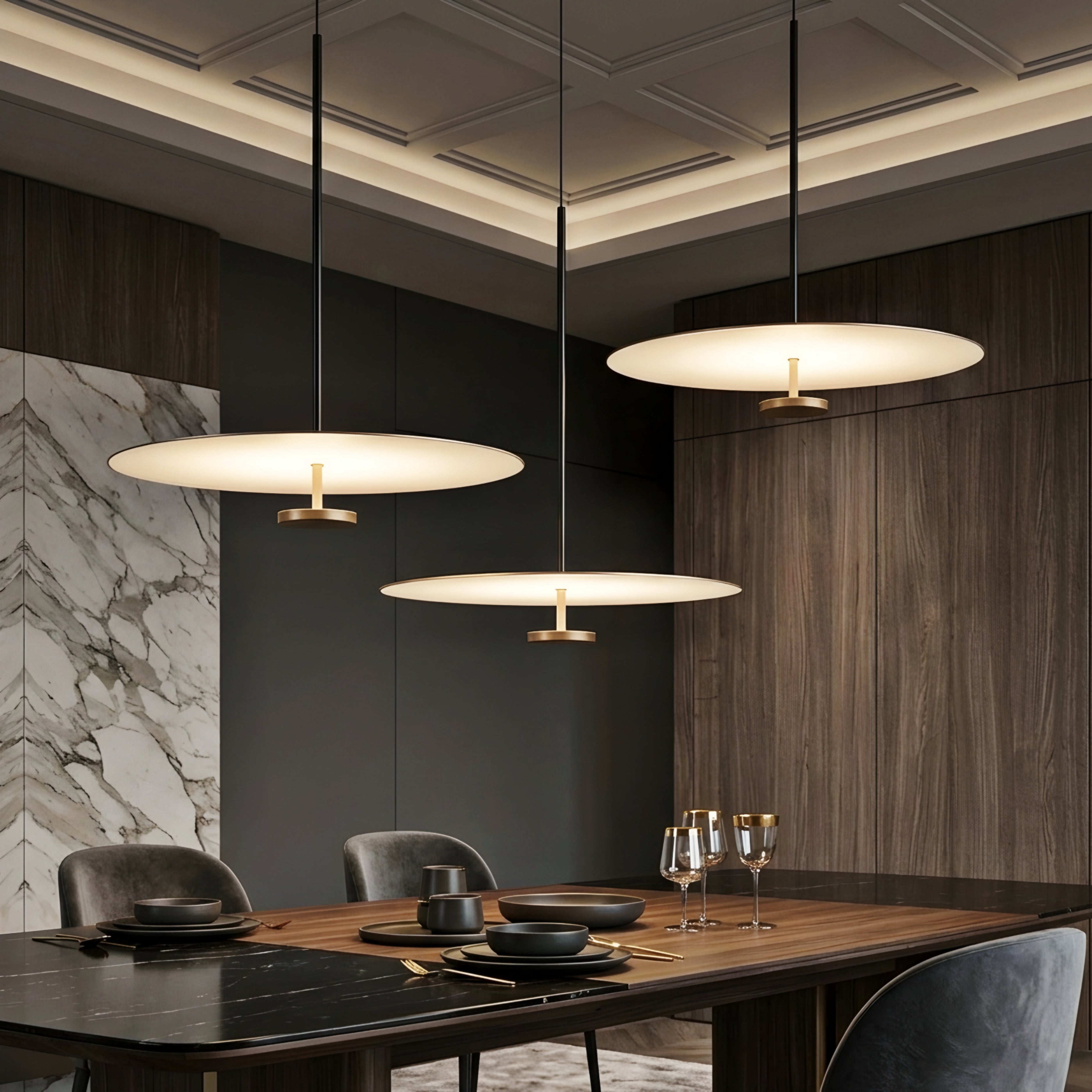 Avion Disc Pendant Light – LED Modern Minimalist Ceiling Lighting Dining Room Kitchen Island Decorative