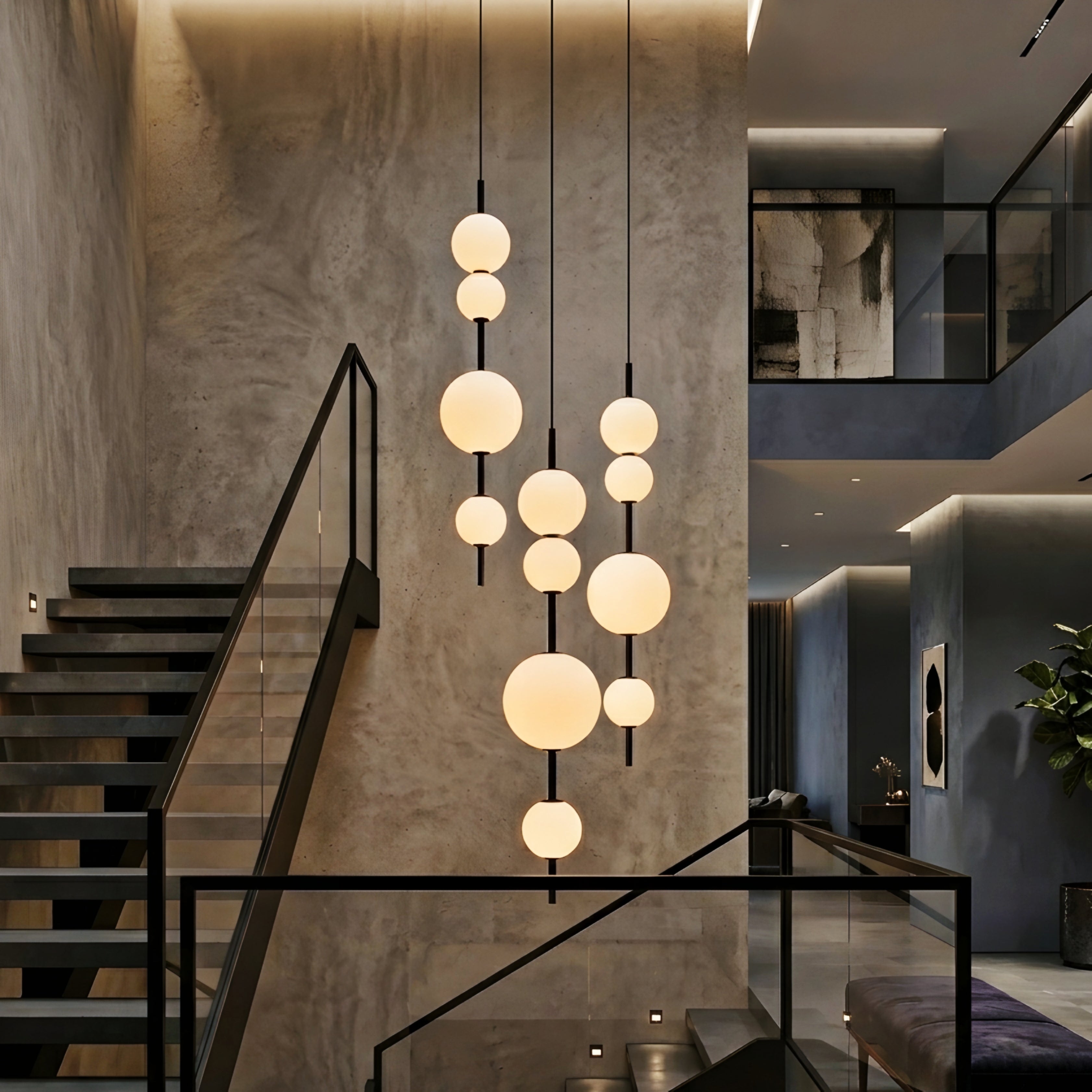 Stratos Sphere Pendant Light – Modern White Glass Ball Chandelier Black Metal Dining Room Kitchen Island