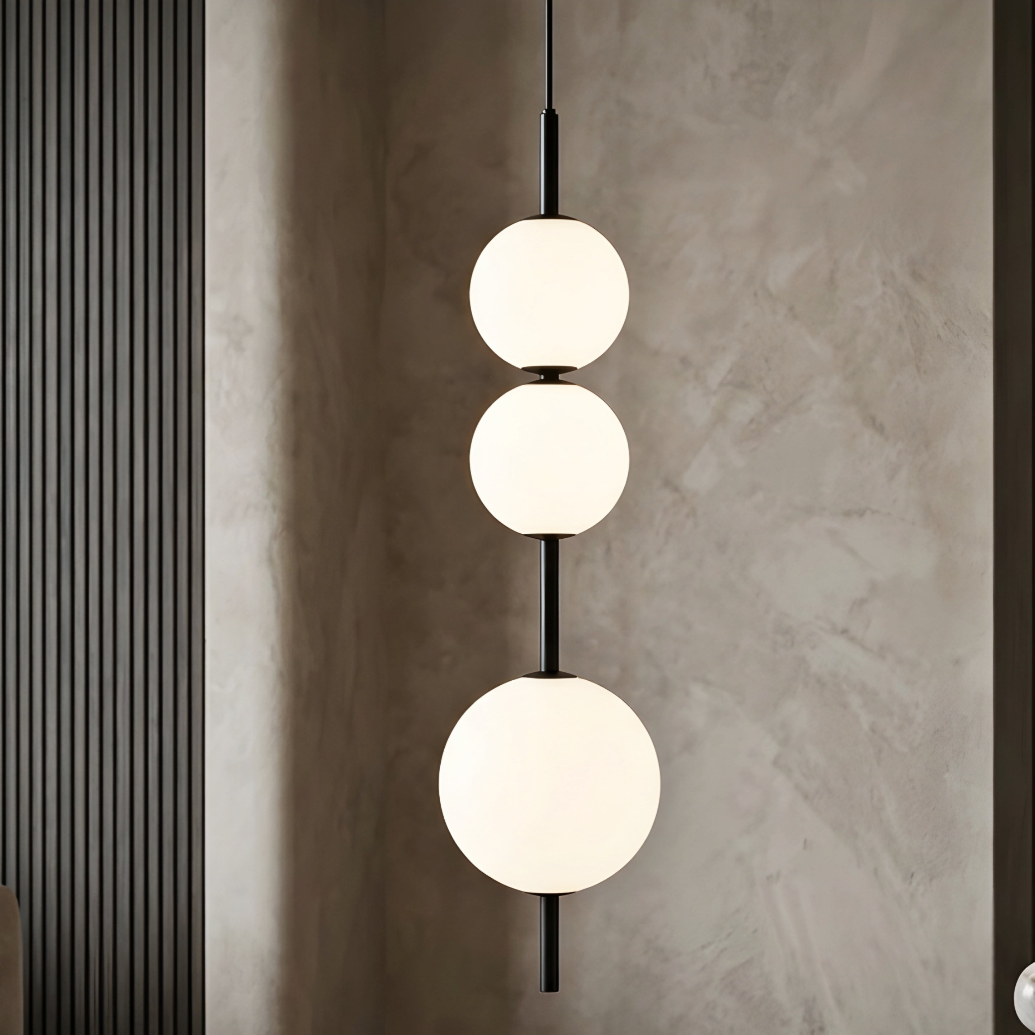 Stratos Sphere Pendant Light – Modern White Glass Ball Chandelier Black Metal Dining Room Kitchen Island
