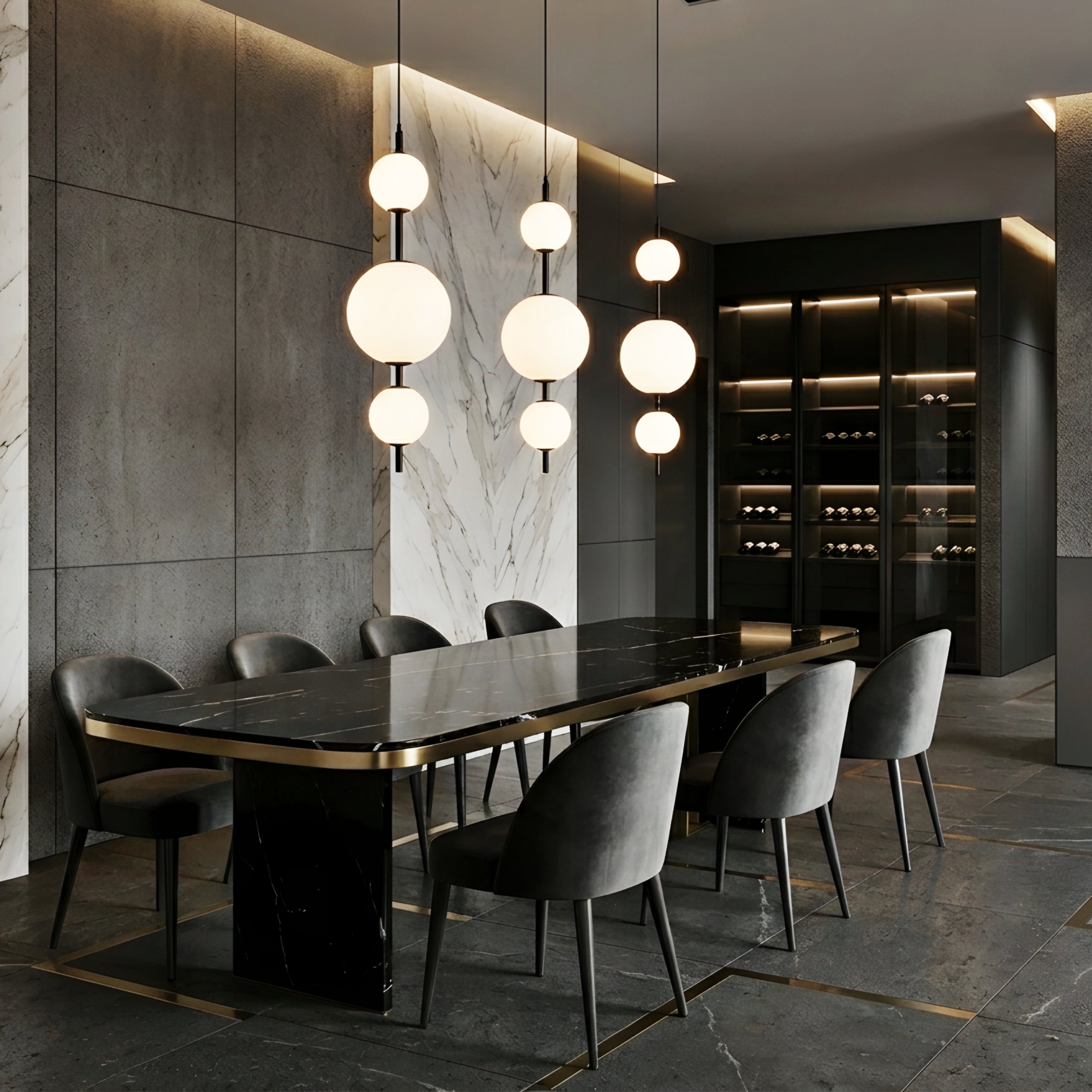 Stratos Sphere Pendant Light – Modern White Glass Ball Chandelier Black Metal Dining Room Kitchen Island