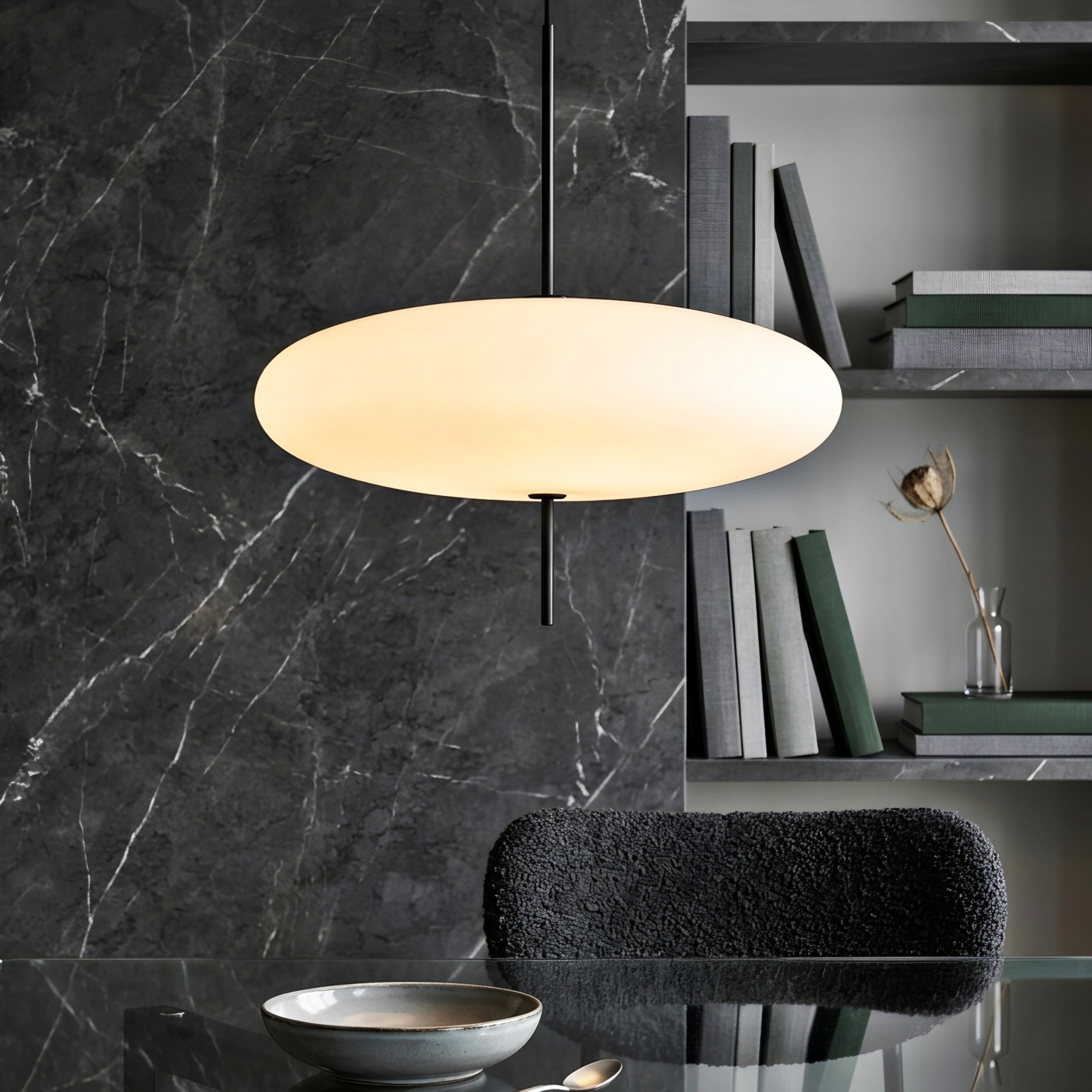 Orbix Disc Pendant Light – Modern White LED Ceiling Lamp Adjustable Dining Room Kitchen Island