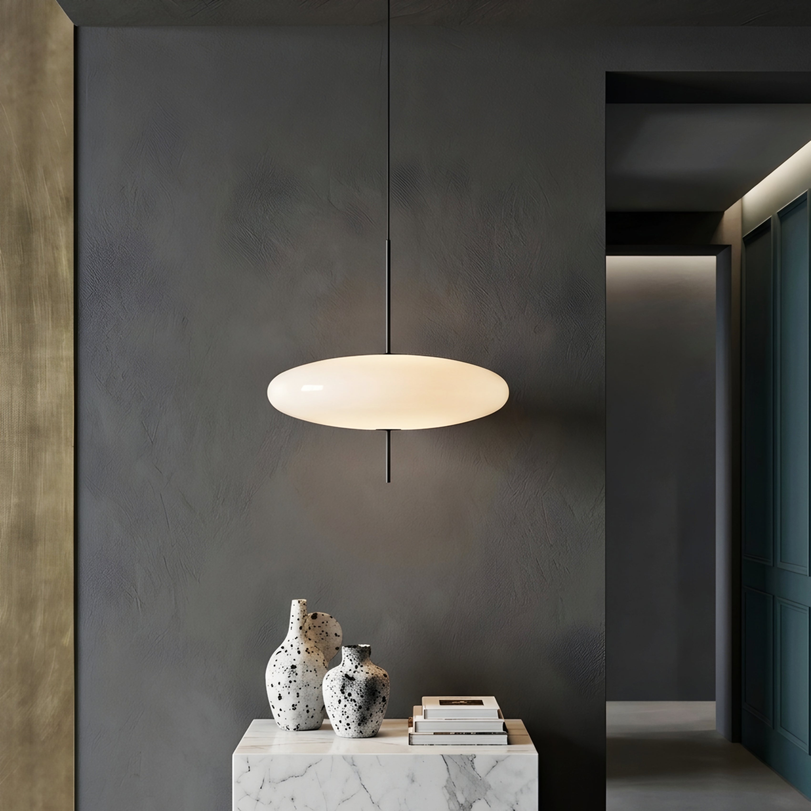 Orbix Disc Pendant Light – Modern White LED Ceiling Lamp Adjustable Dining Room Kitchen Island