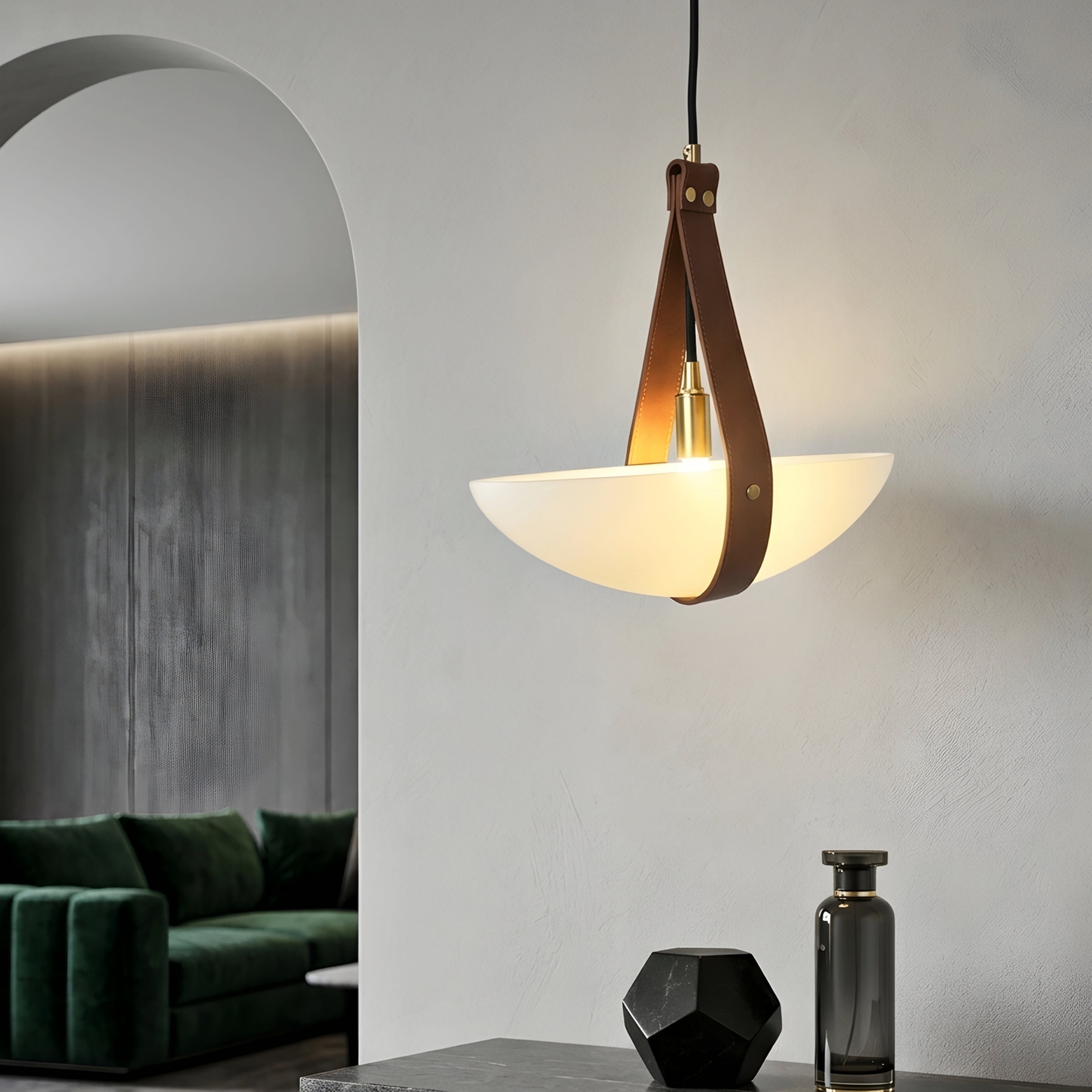 Craeven Pendant Light – Modern Glass Bronze Metal Hanging Ceiling Fixture Dining Room Kitchen Island