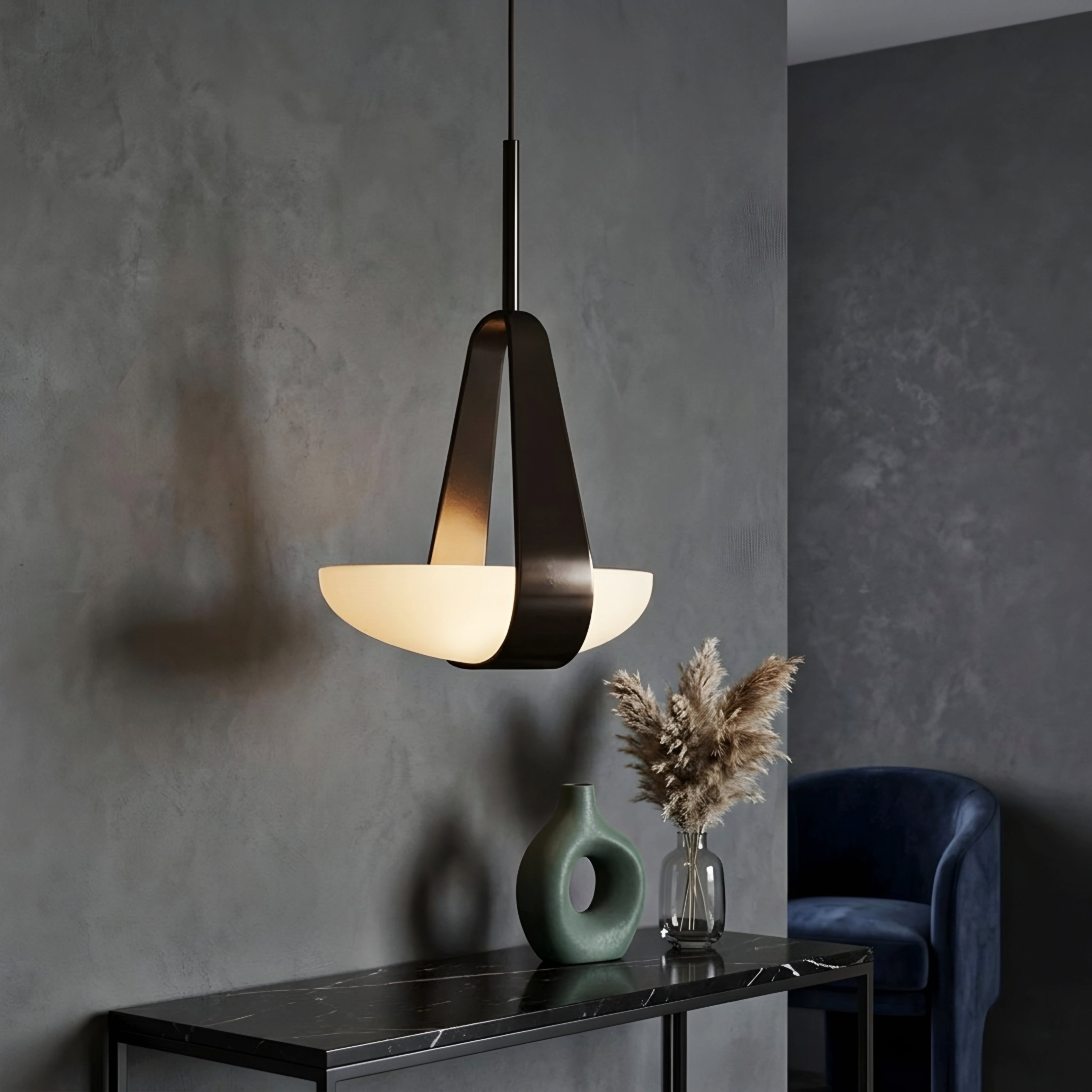 Craeven Pendant Light – Modern Glass Bronze Metal Hanging Ceiling Fixture Dining Room Kitchen Island