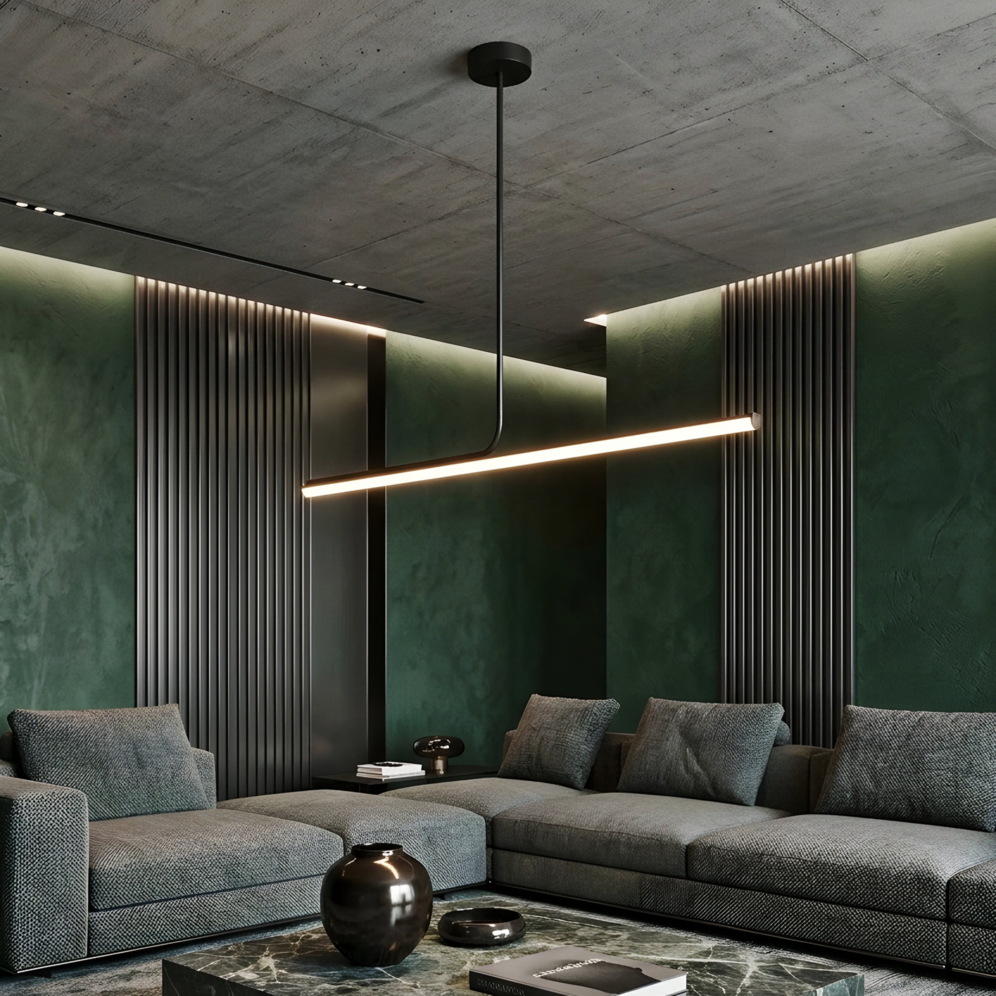 Elevon Linear Pendant Light – Modern Black LED Linear Suspension Dining Room Kitchen Island Lighting