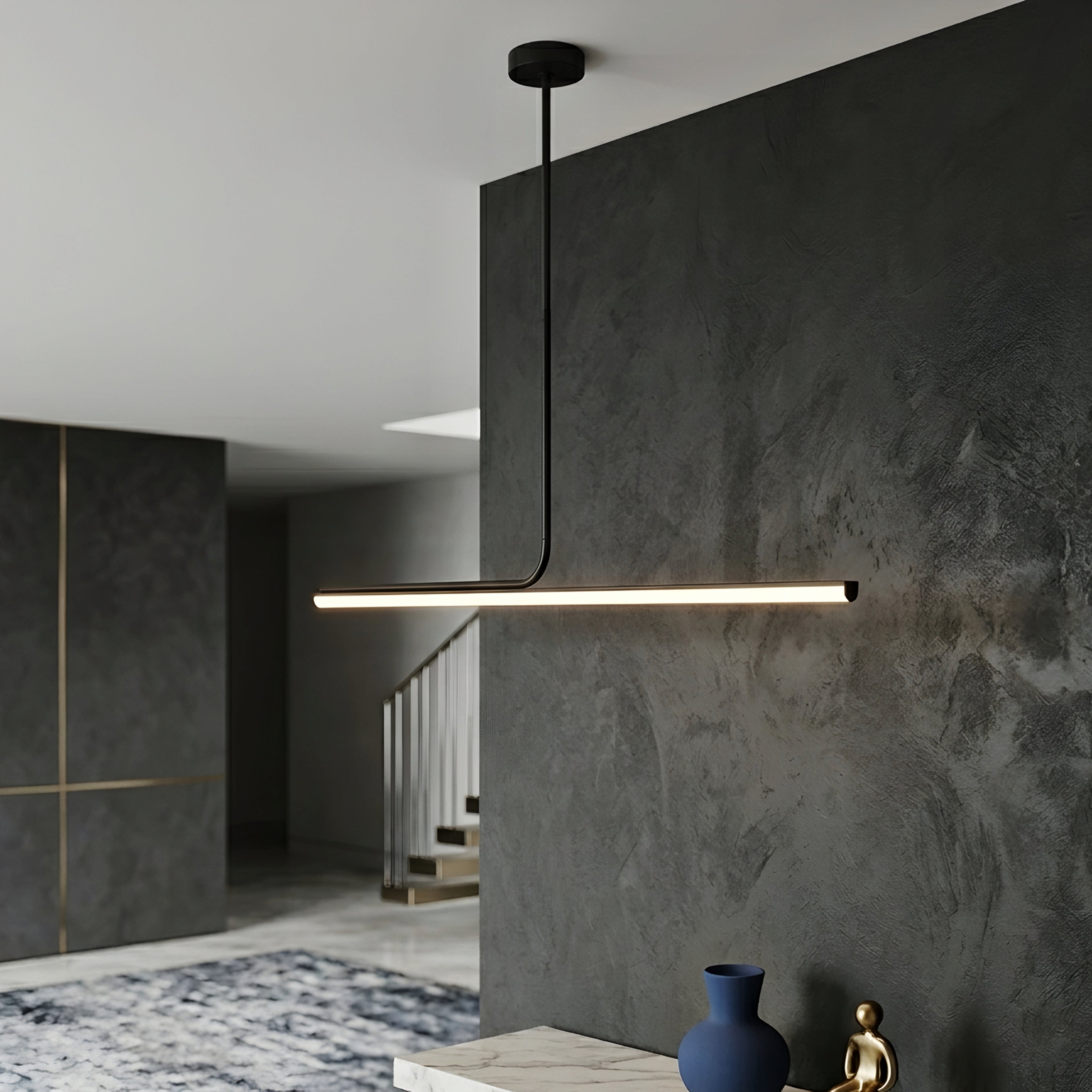 Elevon Linear Pendant Light – Modern Black LED Linear Suspension Dining Room Kitchen Island Lighting