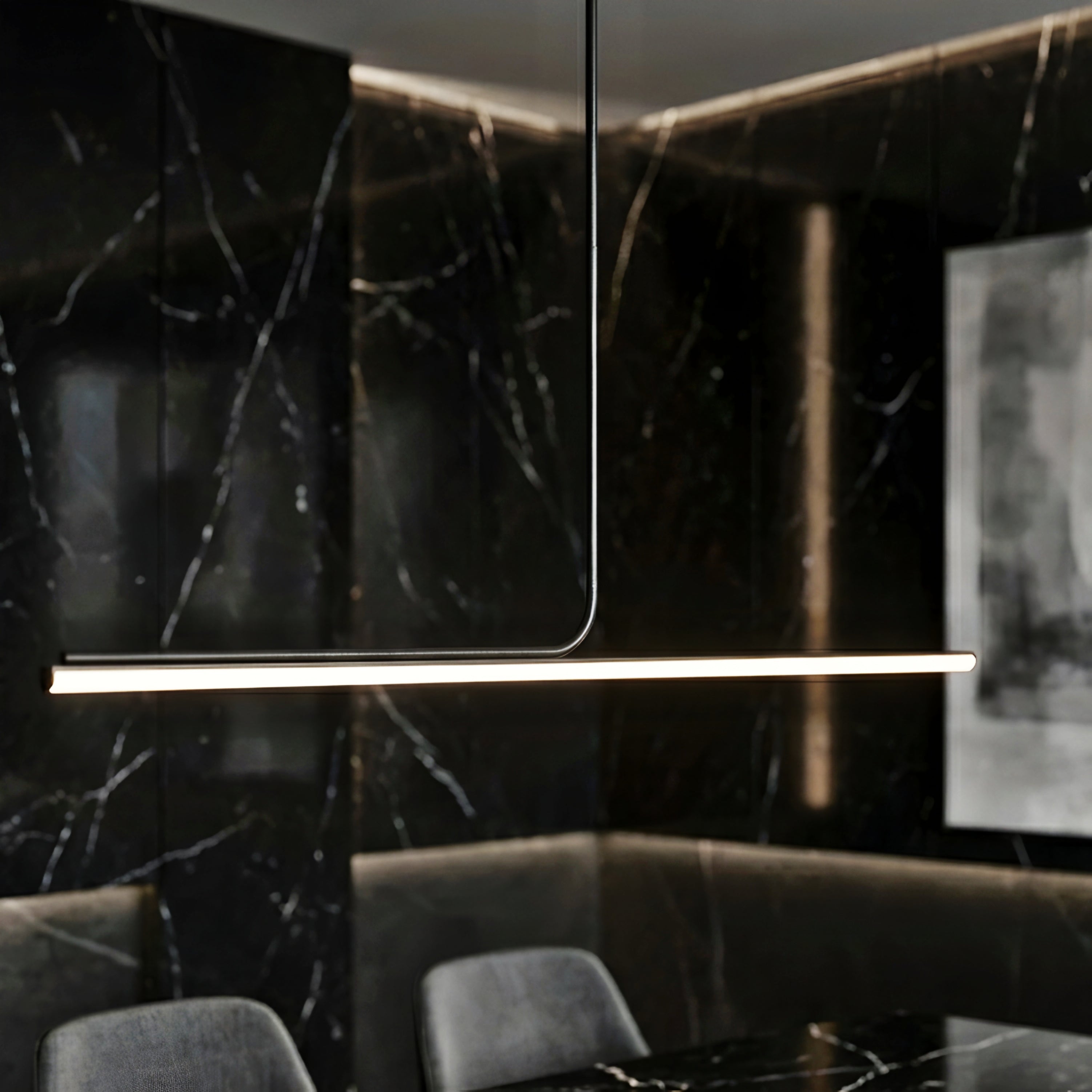 Elevon Linear Pendant Light – Modern Black LED Linear Suspension Dining Room Kitchen Island Lighting