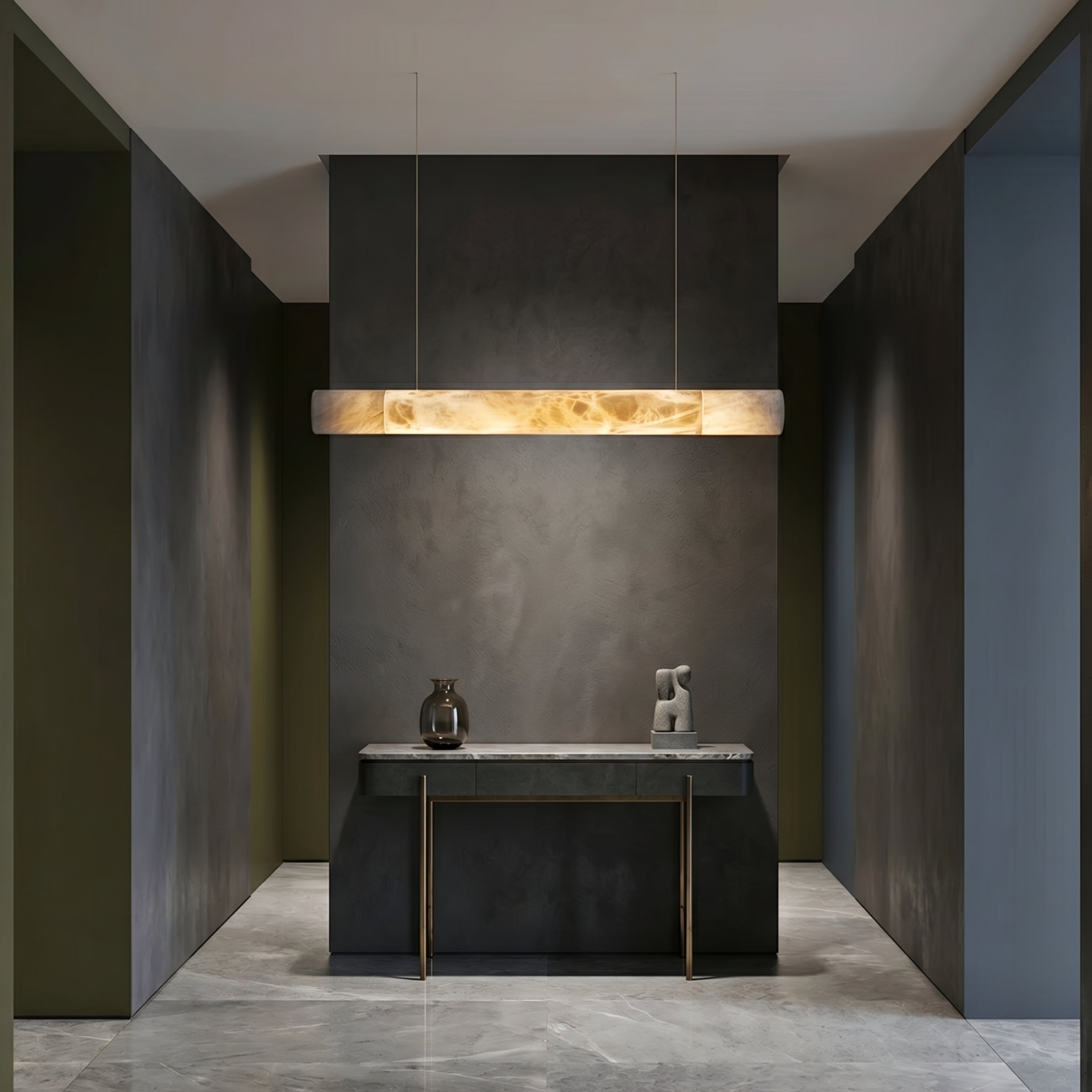 Terrazzo Linear Pendant Light – LED Modern Marble Dining Room Kitchen Island Ceiling Fixture