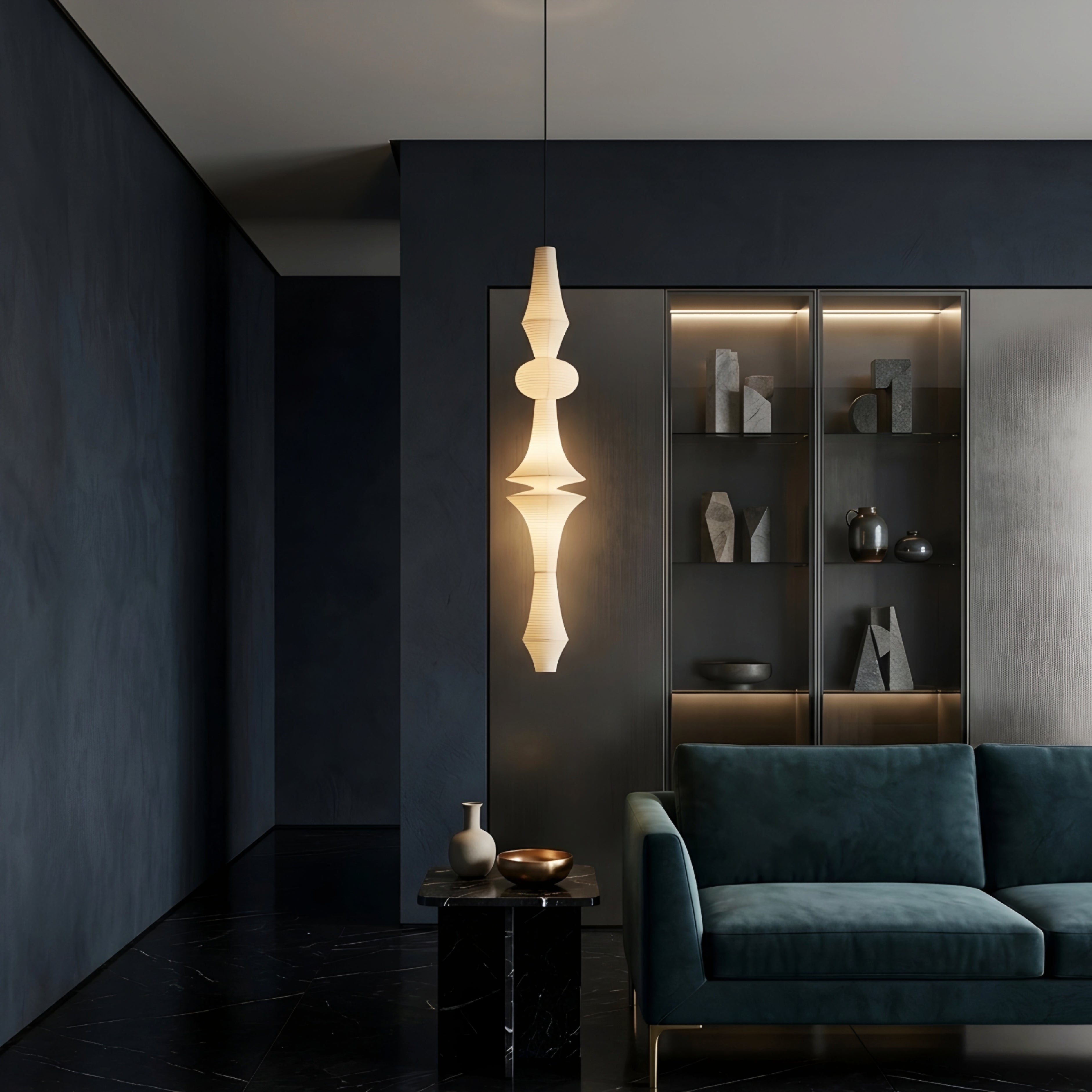 Torian Spire Pendant Light – Modern White Sculptural Hanging Ceiling Fixture Dining Room Bedroom