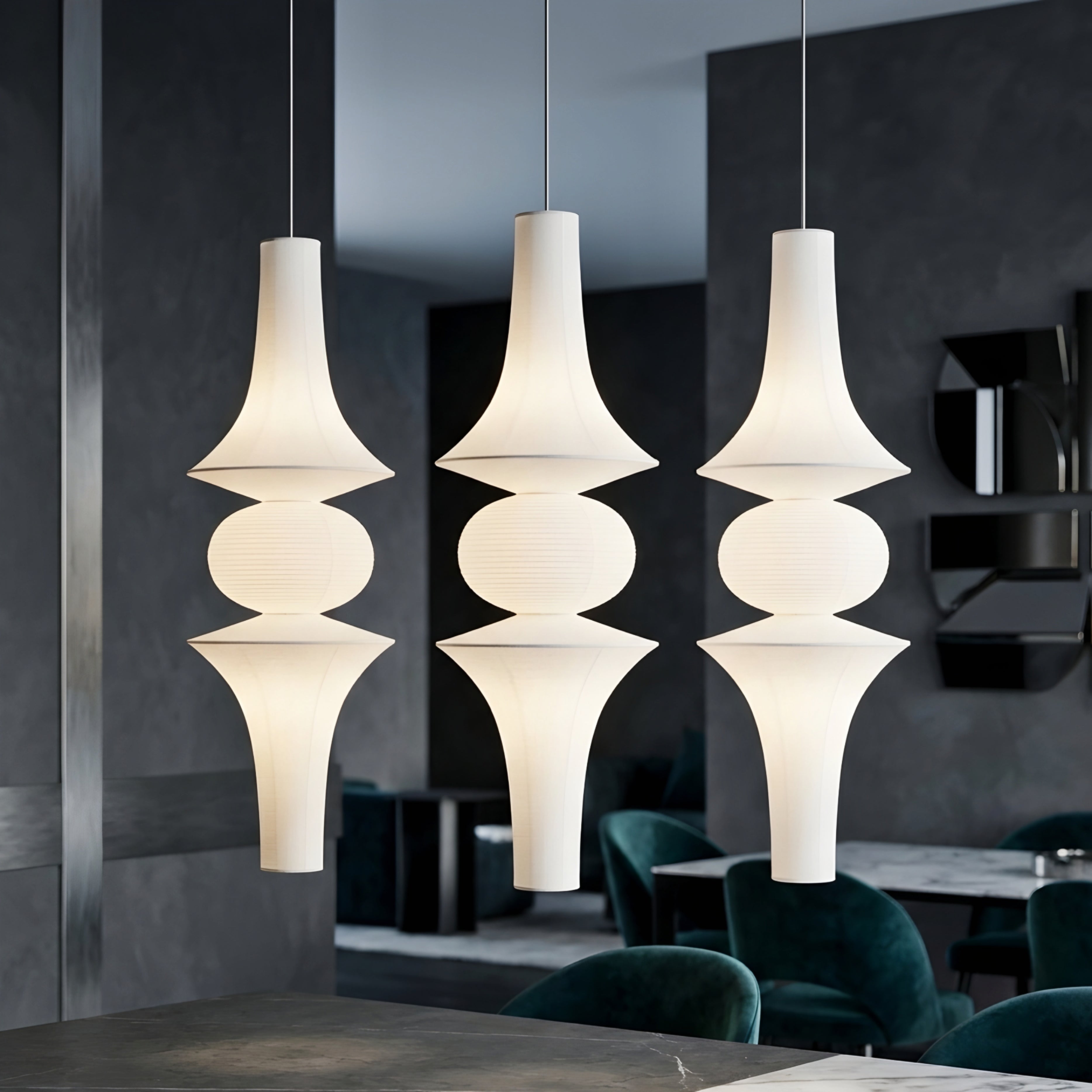 Torian Spire Pendant Light – Modern White Sculptural Hanging Ceiling Fixture Dining Room Bedroom