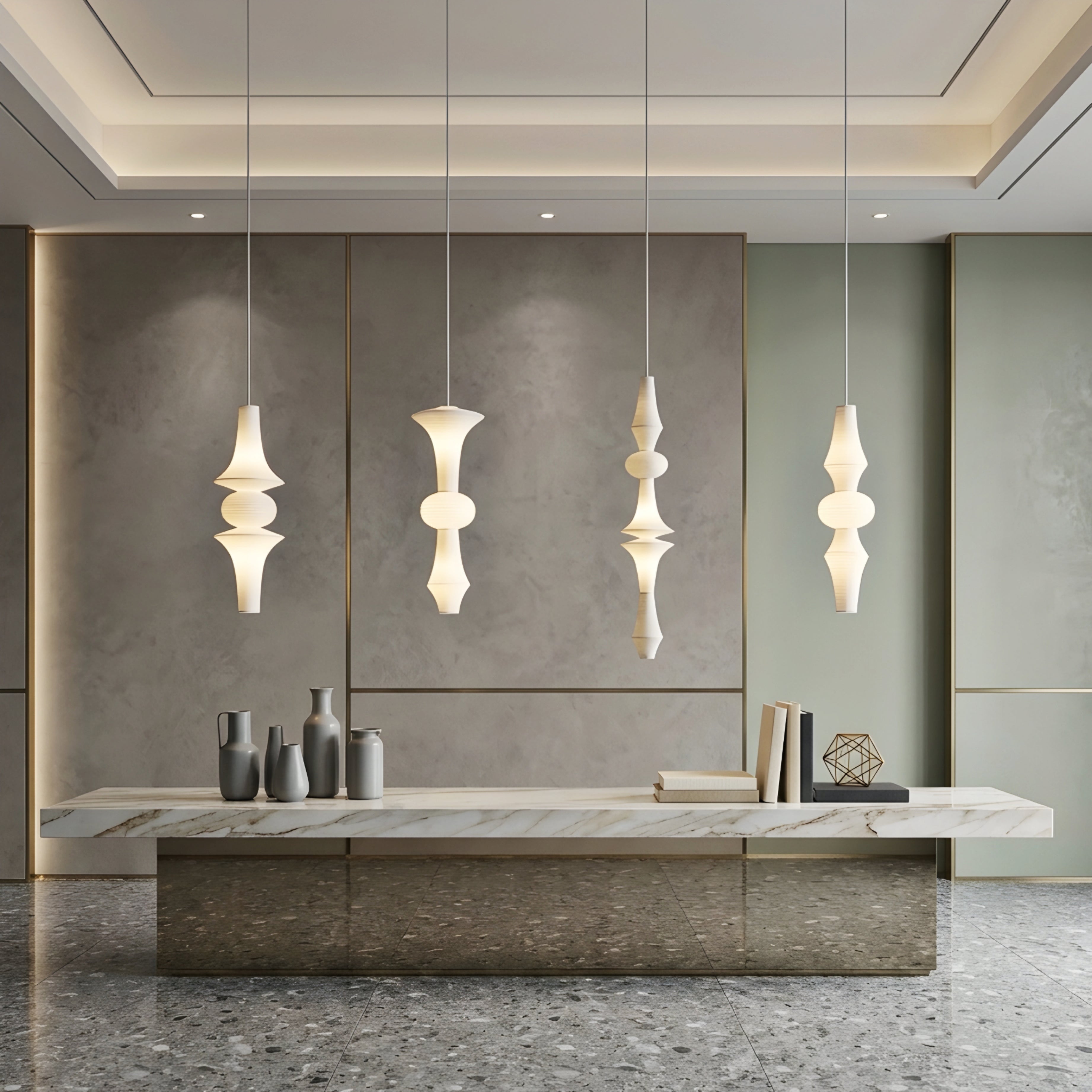 Torian Spire Pendant Light – Modern White Sculptural Hanging Ceiling Fixture Dining Room Bedroom