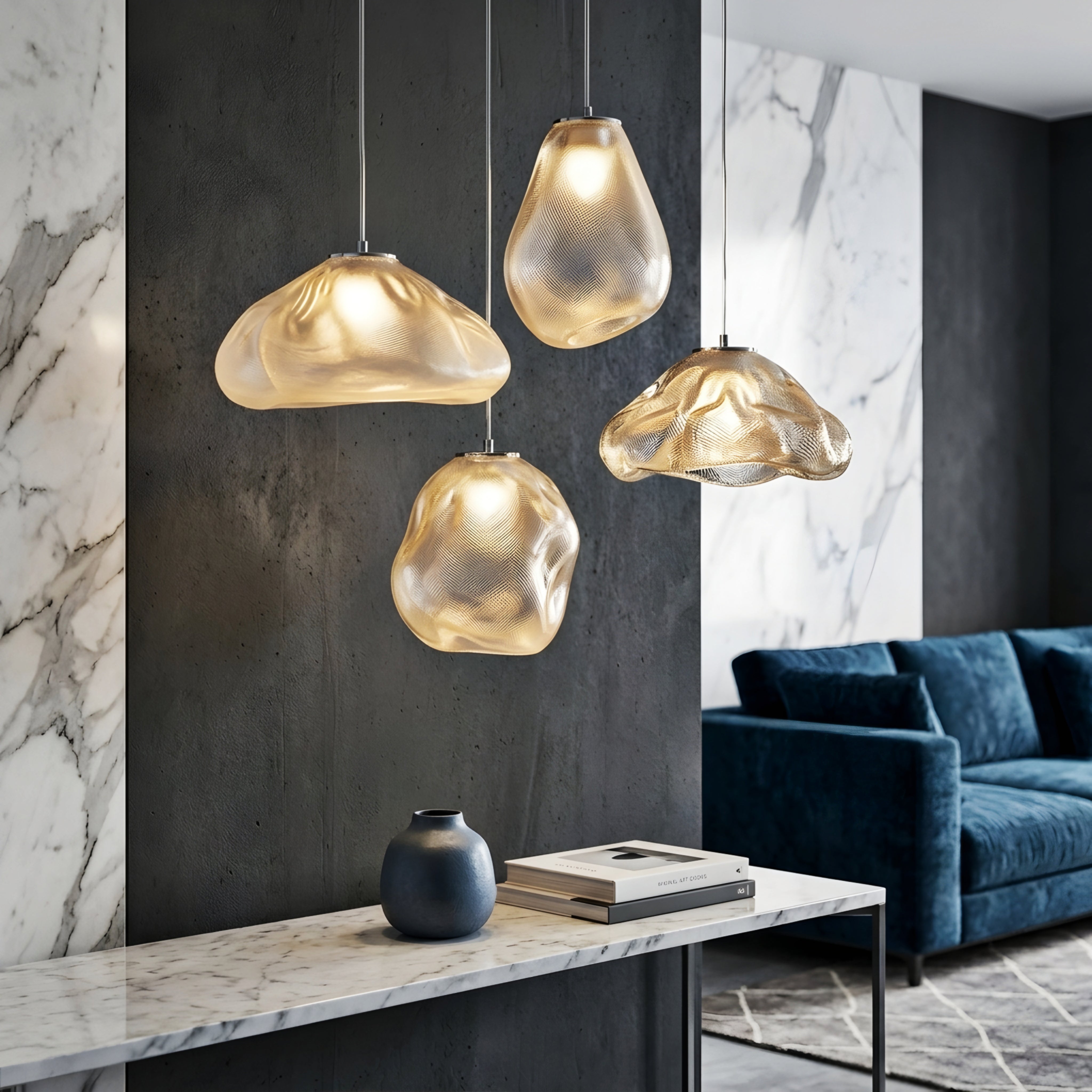 Helixo Cloud Pendant Light – Modern Glass Hanging Ceiling Light Dining Room Kitchen Island Decorative Lighting